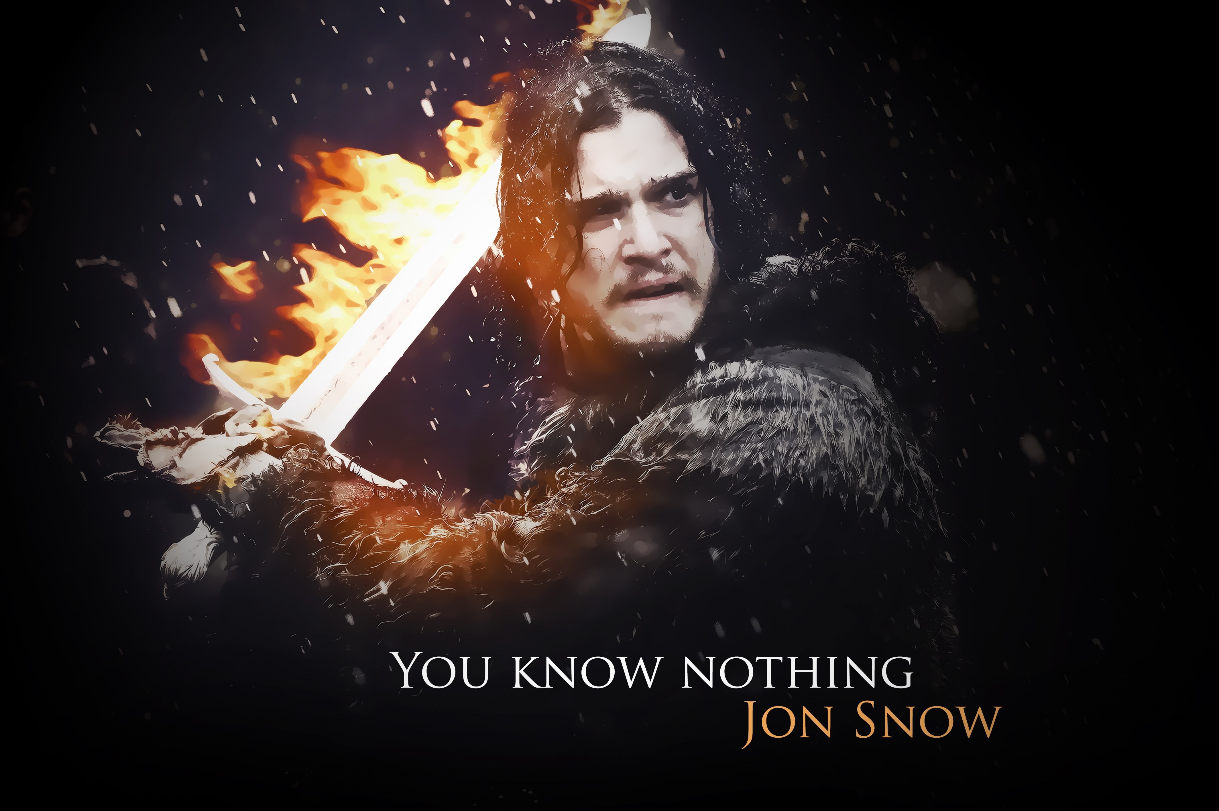 you know nothing jon snow, sign, front view, flame, lifestyles, fire, portrait, black background, 4K, communication, women, one person, real people, fire - natural phenomenon, HD Wallpaper