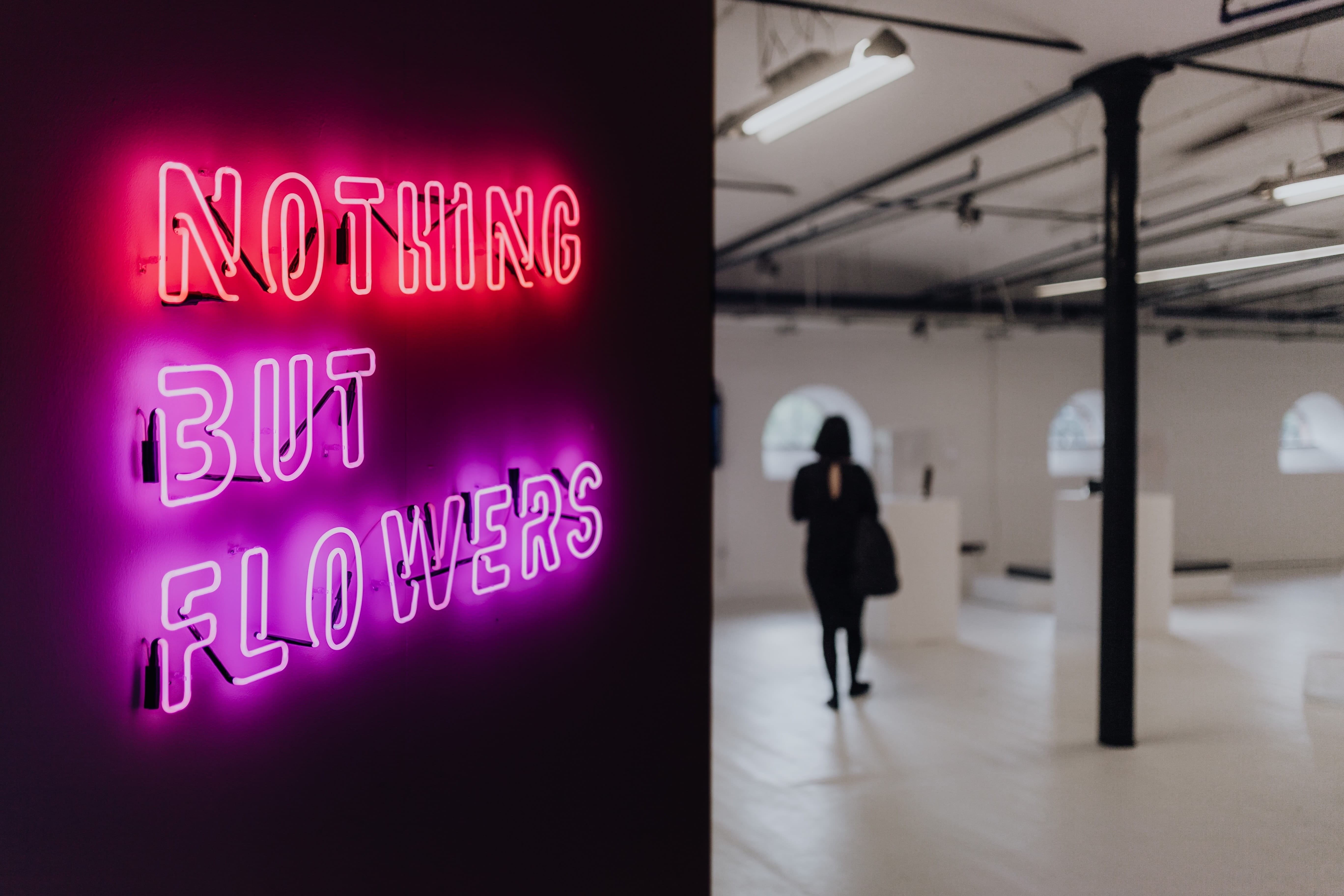 building, full length, night, message, neon, pink, orthographic symbol, city, ŁDF, red, text, walking, people, łódź design festival, adult, architectural column, HD Wallpaper