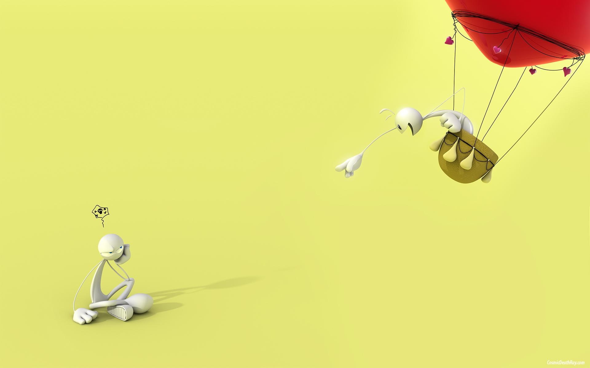 death, parachute, 1080P, 3d and abstract, laughing, funny, haha, prank, point, pranked, HD Wallpaper