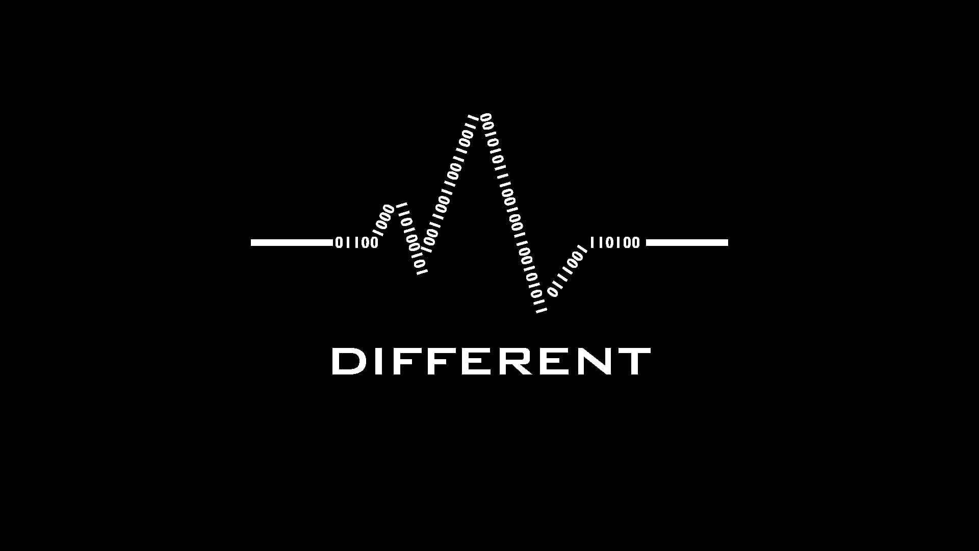 binary, text, different, copy space, western script, 1080P, capital letter, nerds, black, lighting equipment, night, illuminated, background, dark, communication, HD Wallpaper