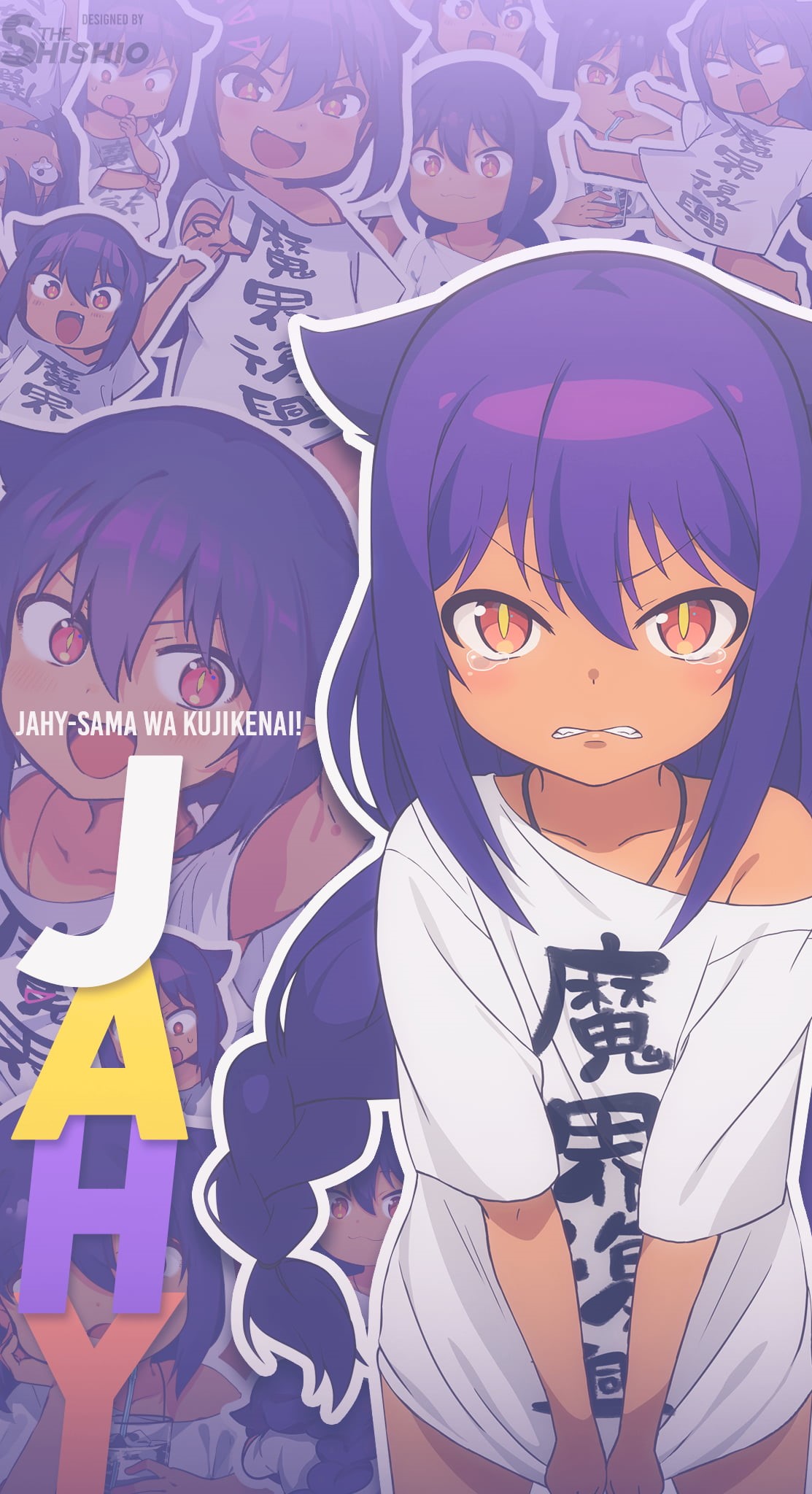 Jahy, yellow, white, purple, Jahy (The Great Jahy Will Not Be Defeated!), chibi, red, 1080P, Jahy-sama wa Kujikenai!, Phone HD Wallpaper