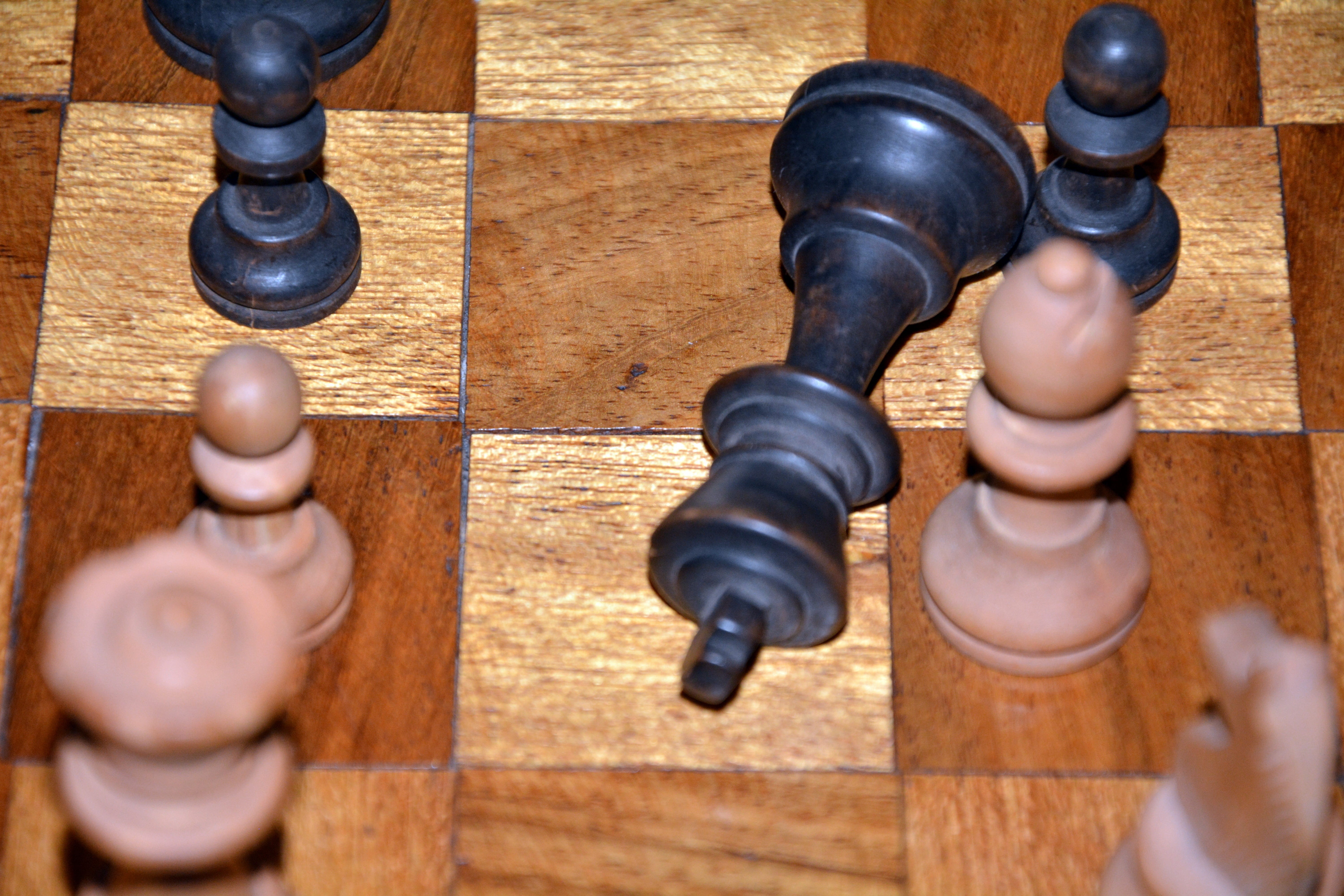 still life, knight - chess piece, Defeated, game, wood - material, pawn - chess piece, Pieces, leisure games, high angle view, relaxation, board game, Chess, HD Wallpaper