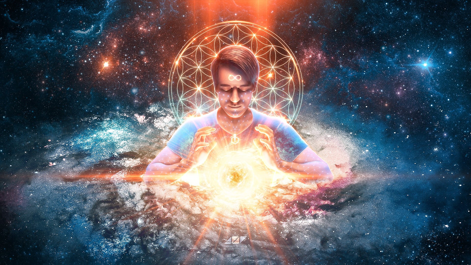 deep, Creator, the sun, calm, creation, flower of life, create, galaxy, geometry, light, stars, tranquility, depth, energy, spirit, star, sacred geometry, HD Wallpaper