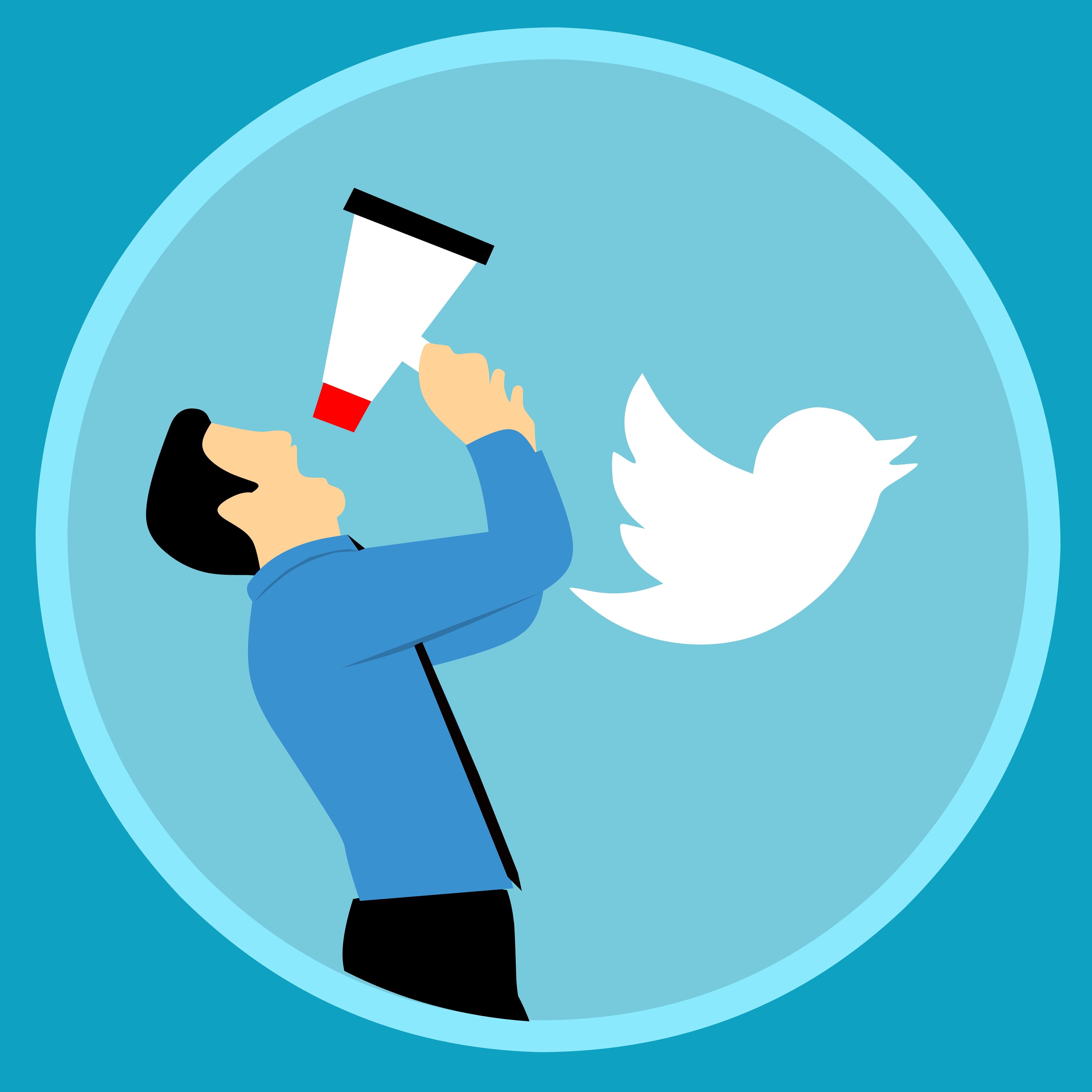 megaphone, illustration, network, one person, adult, technology, marketing, advertise, media, colored background, twitter, icon, design, shape, ads, online, Phone HD Wallpaper
