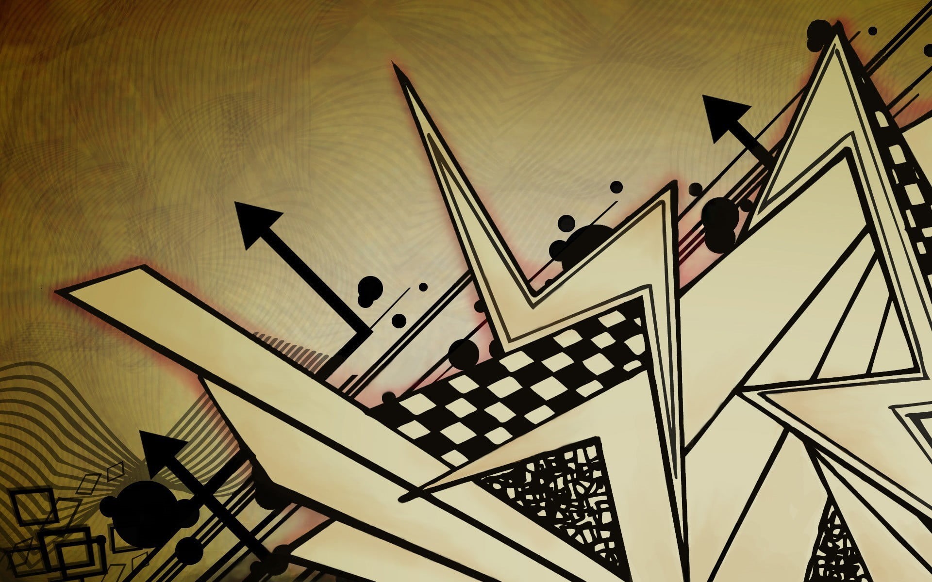  low angle view, paper, creativity, architecture, 1080P, digital art, wall - building feature, pattern, silhouette, black, nature, arrows (design), HD Wallpaper