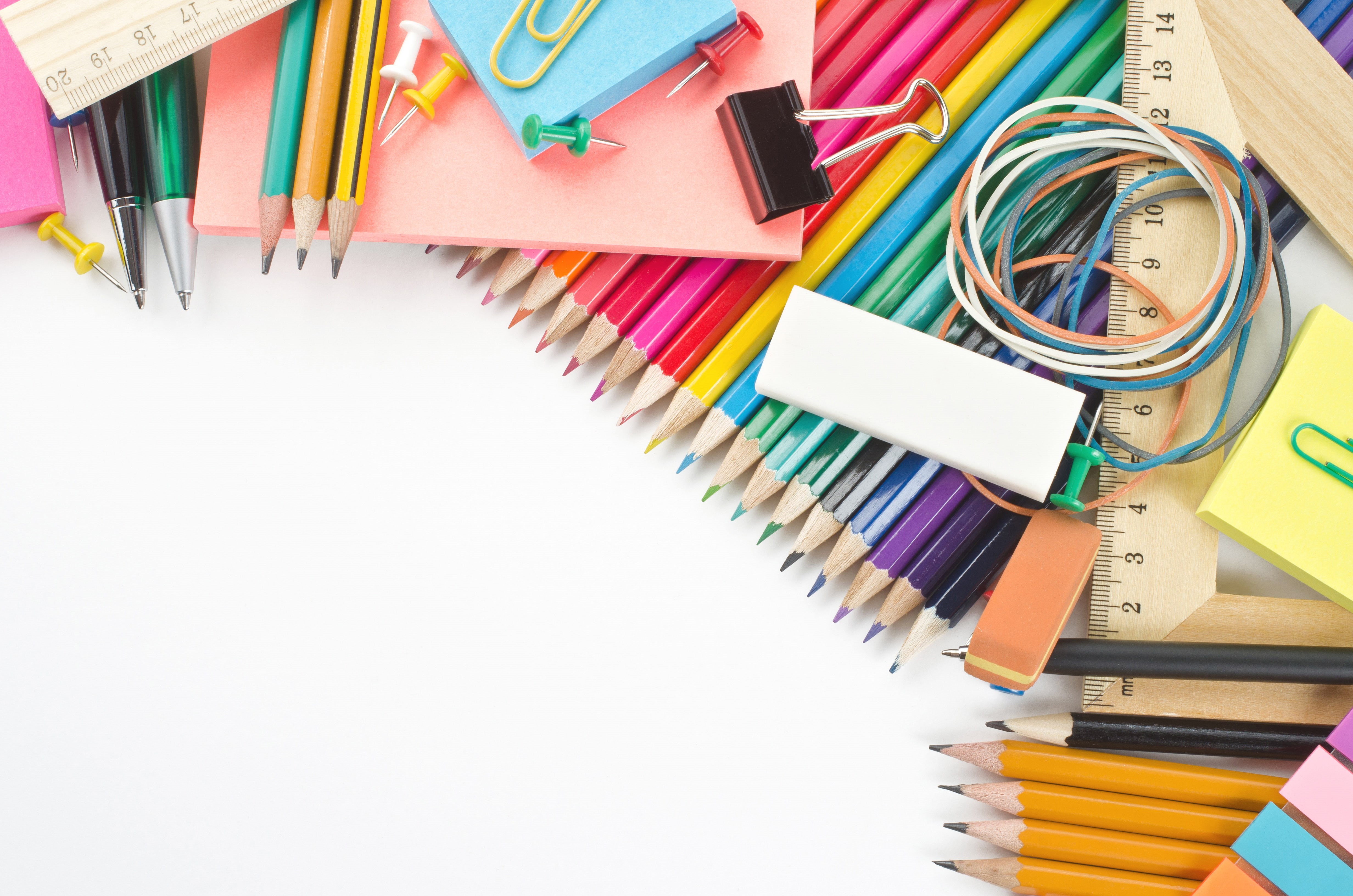 ruler, office, 4K, art and craft equipment, school supplies, pencils, accessories, white background, handle, no people, art and craft, clip, still life, HD Wallpaper