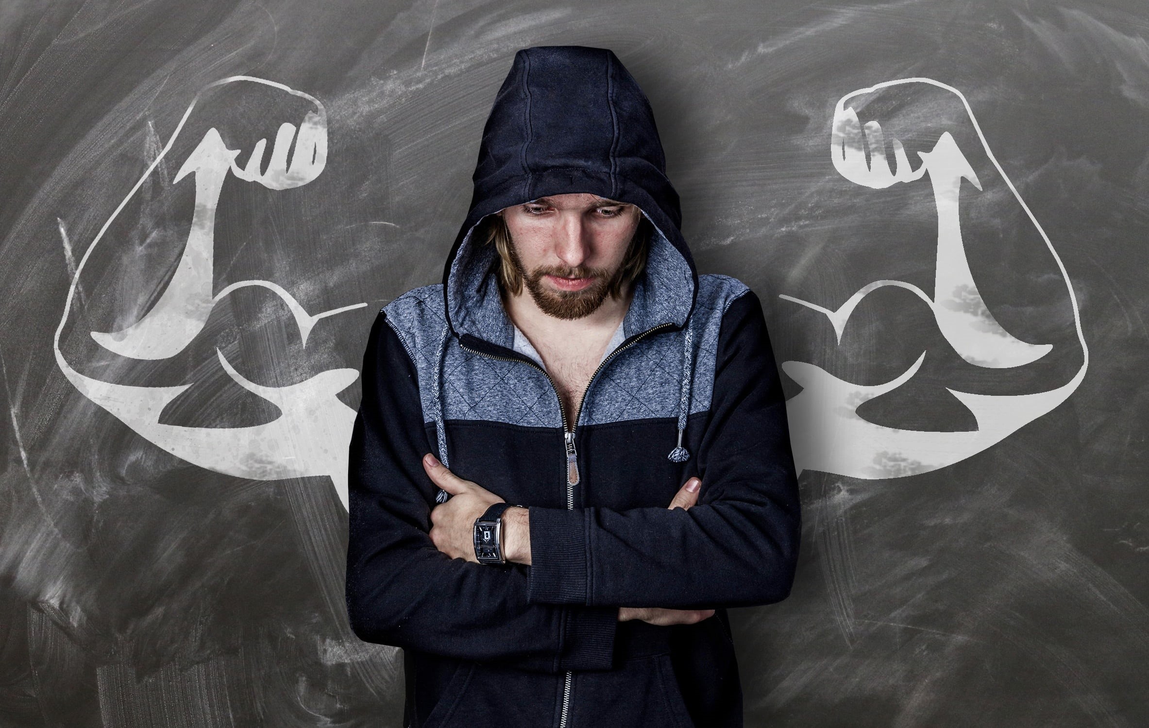 jacket, man, grey, one young man only, casual clothing, upper arm, young adult, standing, adults only, black, hooded shirt, waist up, dream, bart, half, HD Wallpaper
