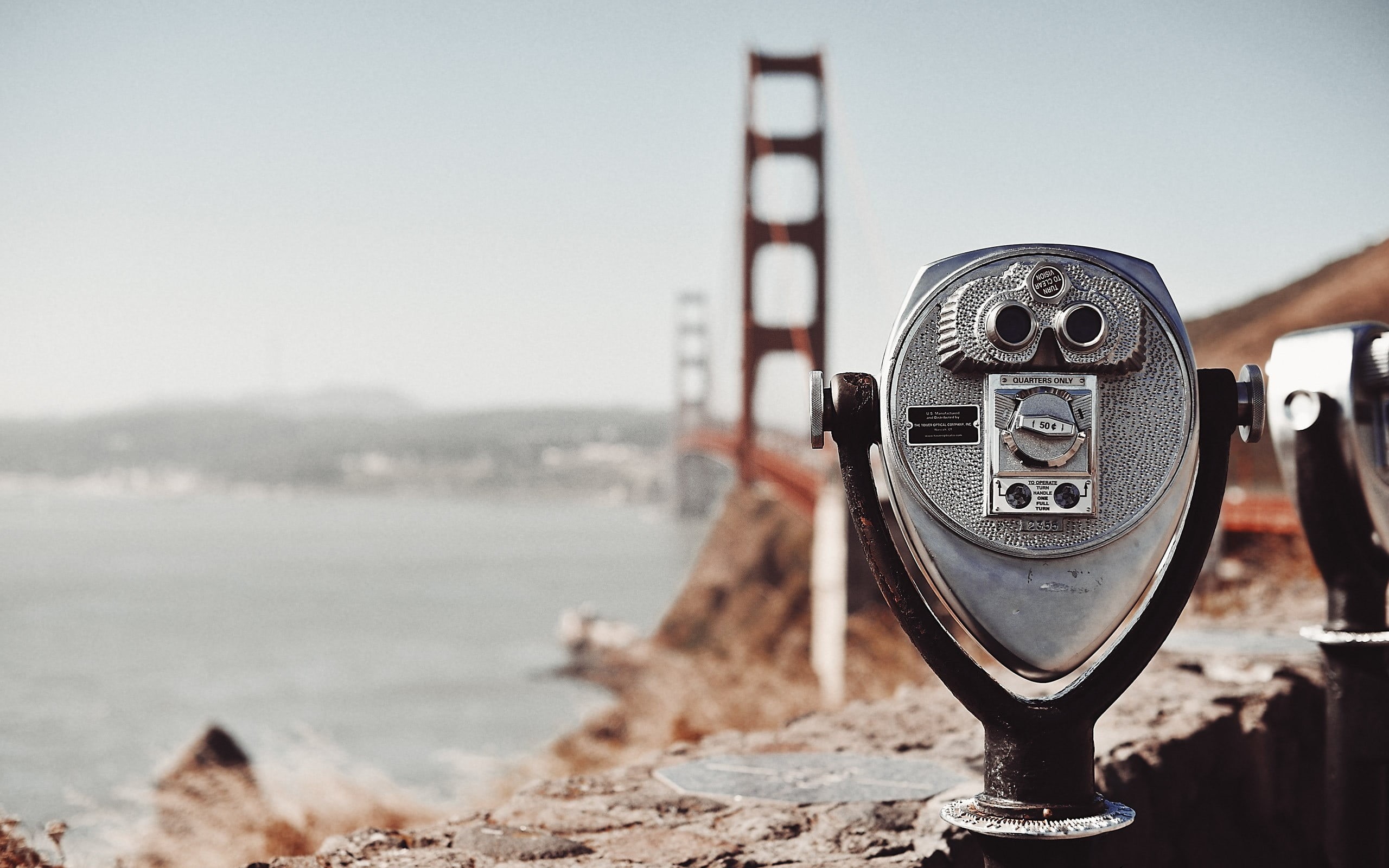 technology, beach, equipment, binoculars, cityscape, urban Scene, Golden Gate Bridge, travel, watching, optical Instrument, sky, city, outdoor, magnification, HD Wallpaper