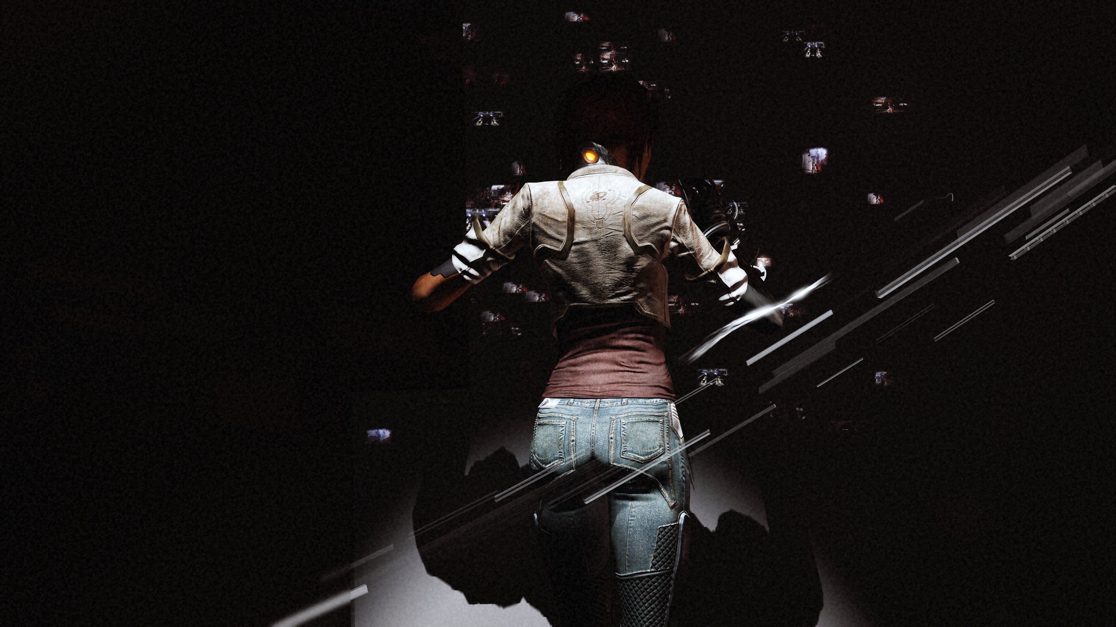 clothing, one person, Remember Me, arts culture and entertainment, motion, lifestyles, rear view, denim, indoors, video games, architecture, illuminated, HD Wallpaper