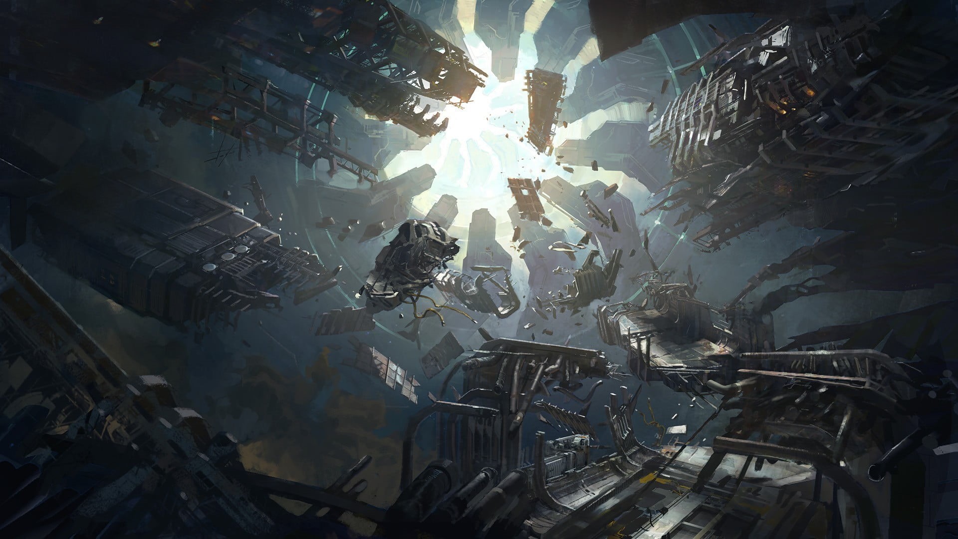 Halo, Halo: Master Chief Collection, factory, backgrounds, electricity, low angle view, hanging, lighting equipment, Lemma, industry, no people, metal, HD Wallpaper