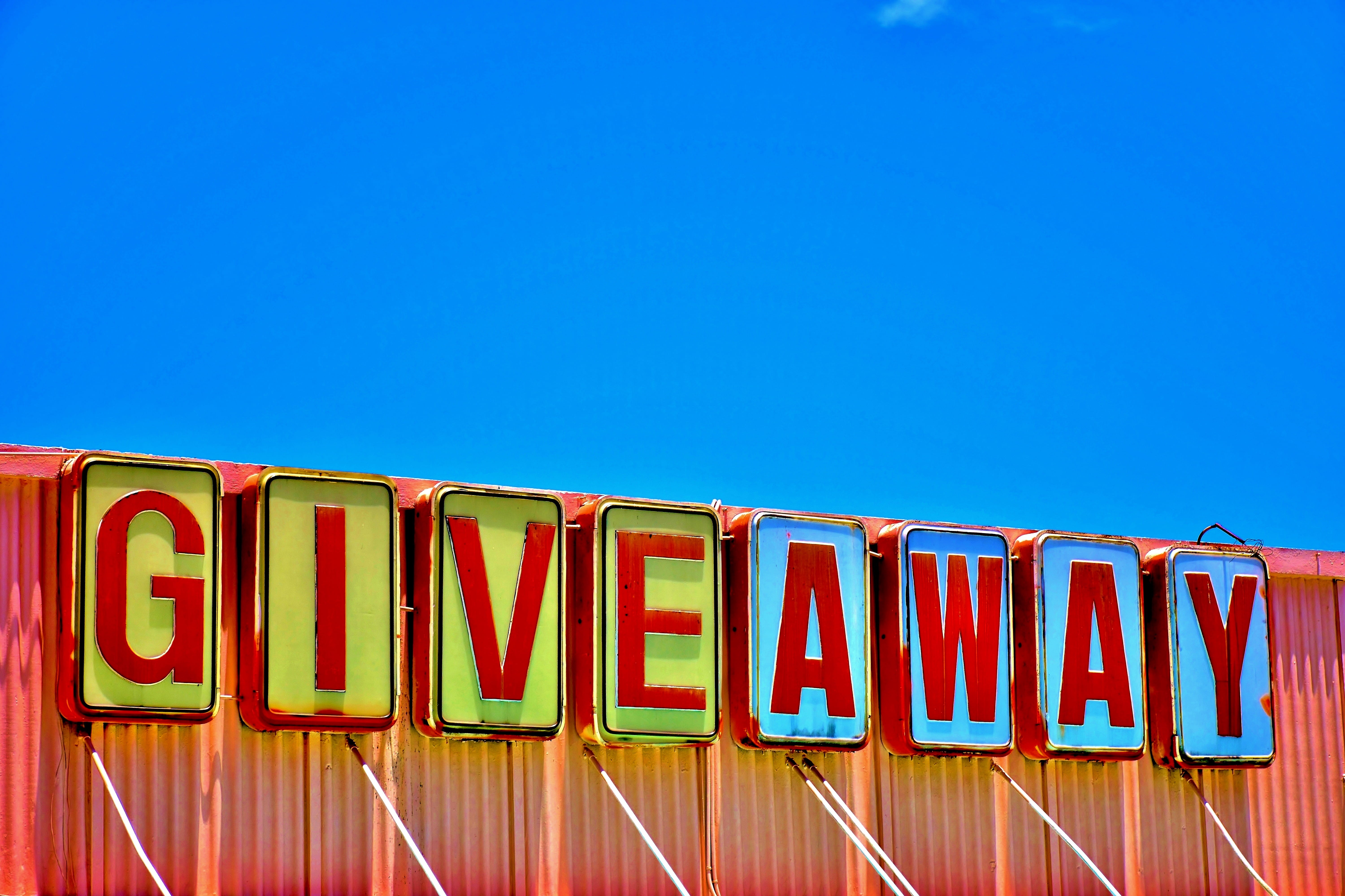 architecture, consumerism, single word, nature, text, business, western script, 5K, red, low angle view, copy space, signage, sky, giveaway, blue, clear sky, HD Wallpaper