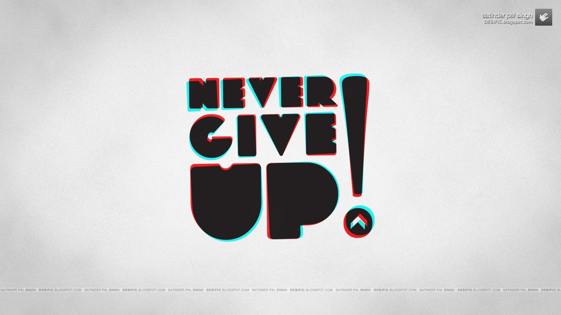 Anaglyph 3D, 1080P, Typography, motivational, Never Give Up!, HD Wallpaper