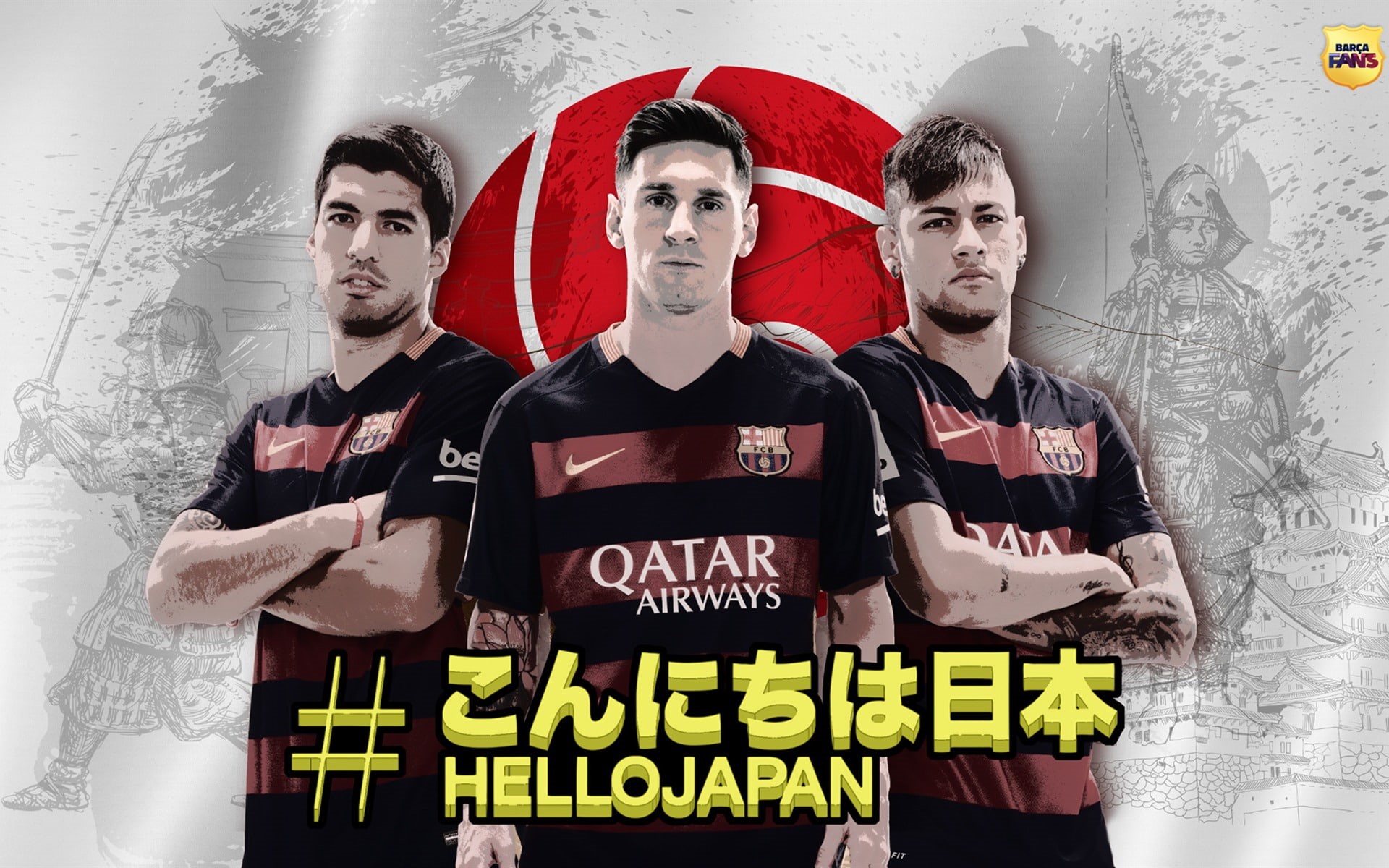 club, wall, 1080P, standing, japan, barcelona, world, fifa, hello, communication, front view, males, young adult, hd, fc, waist up, men, cup, HD Wallpaper