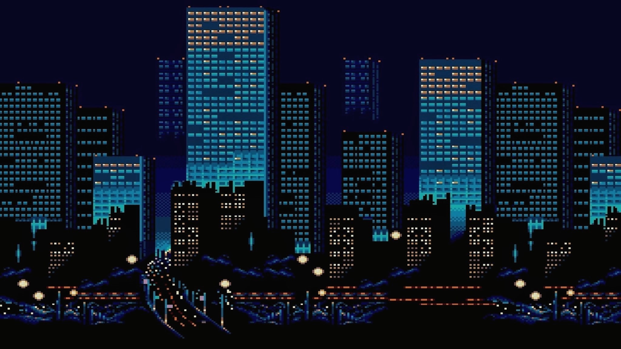 Pixels, Building, 8bit, 8 Bit, Night, The city, 1080P, HD Wallpaper