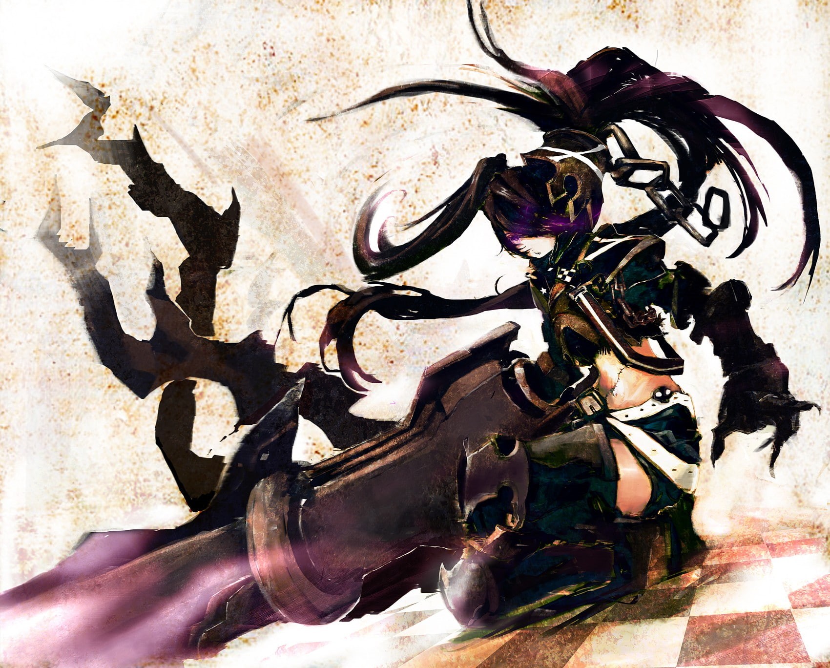 art and craft, graffiti, craft, Black Rock Shooter, Insane Black Rock Shooter, anime, animal representation, pattern, anime girls, close-up, sunlight, indoors, HD Wallpaper