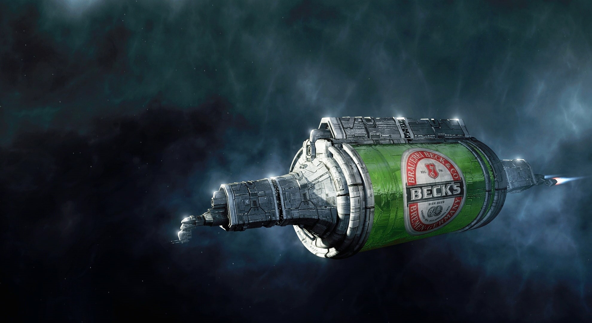 wtf, alcohol, beer, 1080P, spaceship, becks, HD Wallpaper
