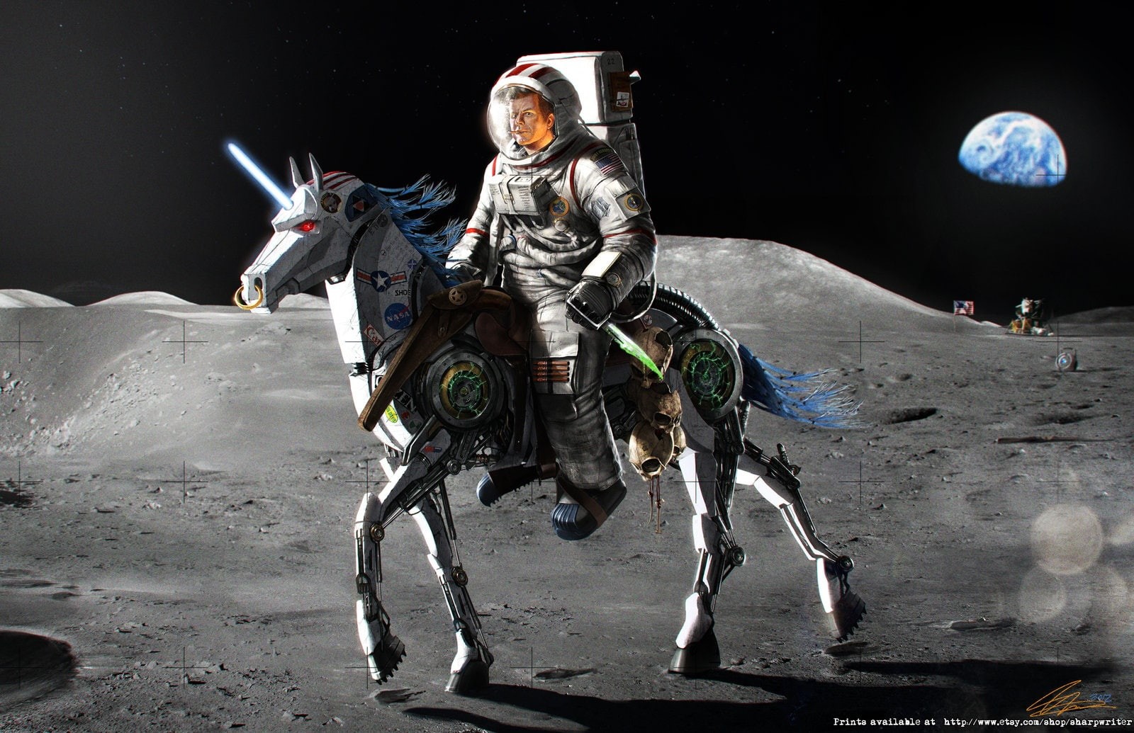 moon, unicorn, earth, astronaut, 720P, wtf, john, machine, kennedy, horse, HD Wallpaper