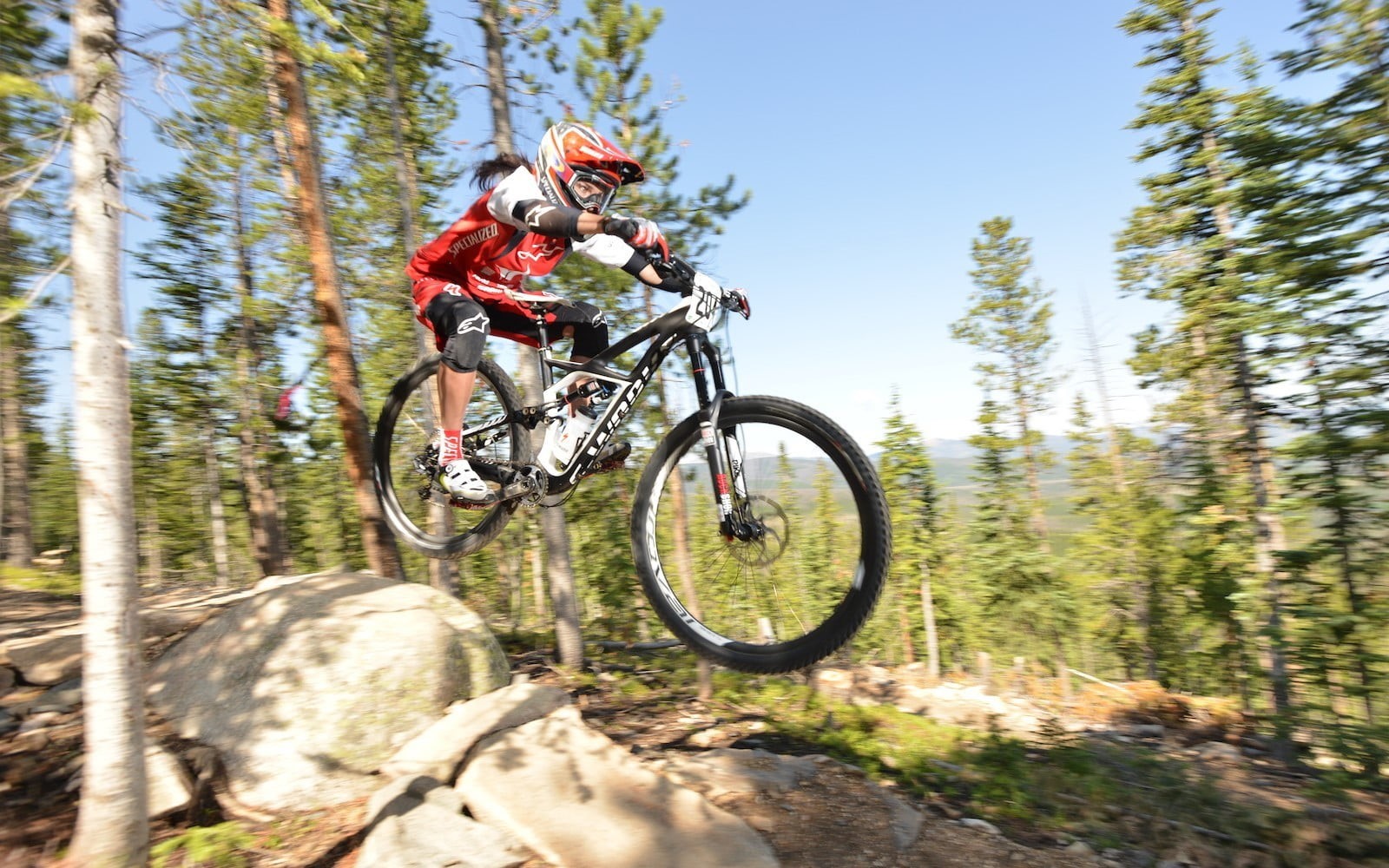 outdoors, bicycle, motion, activity, plant, women with bikes, helmet, leisure activity, day, sport, ride, adventure, land, 720P, riding, nature, one person, HD Wallpaper