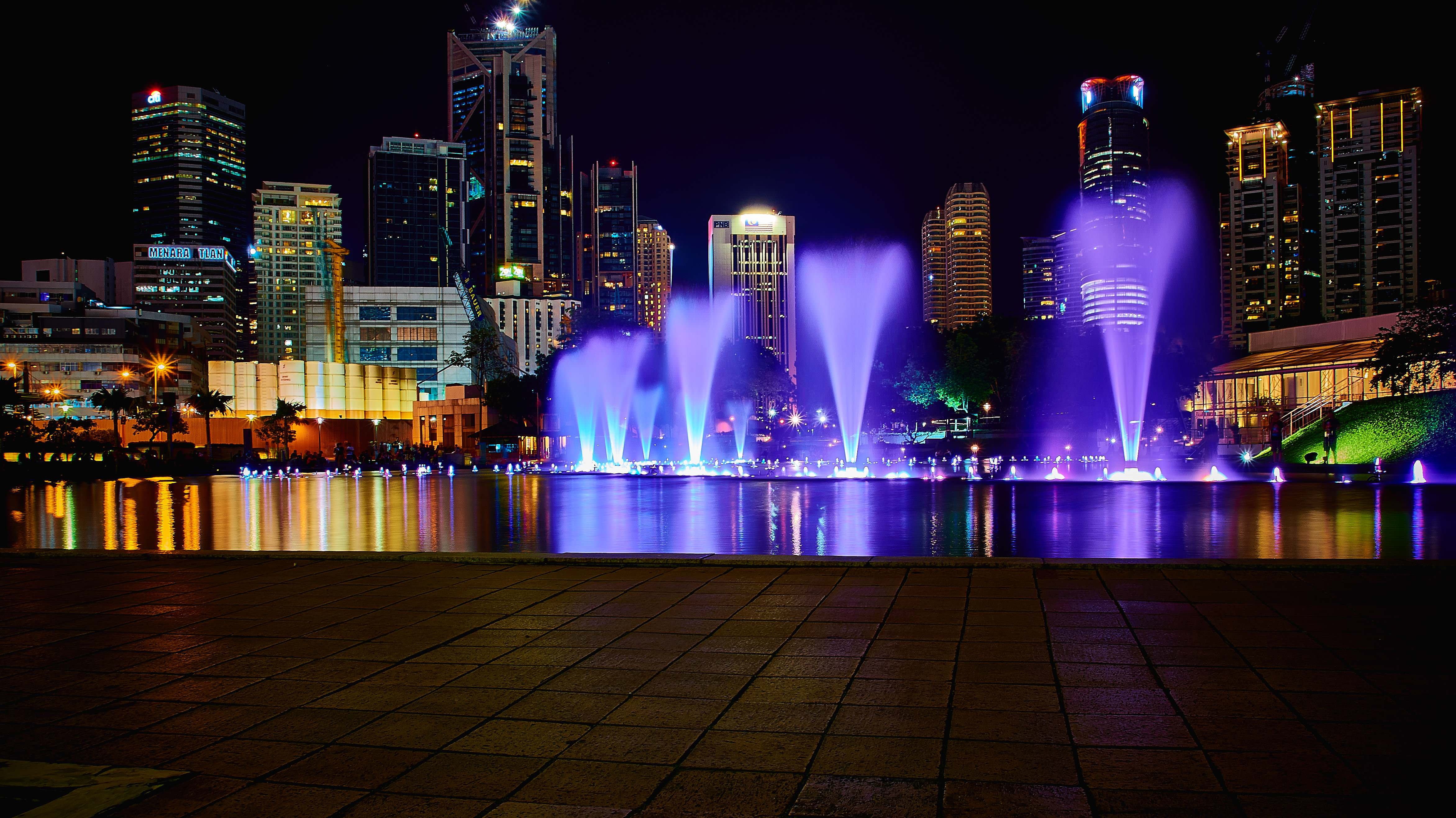 urban skyline, long exposure, reflection, office building exterior, architecture, sky, nighttime, time, no people, dark, motion, landscape, skyscraper, HD Wallpaper