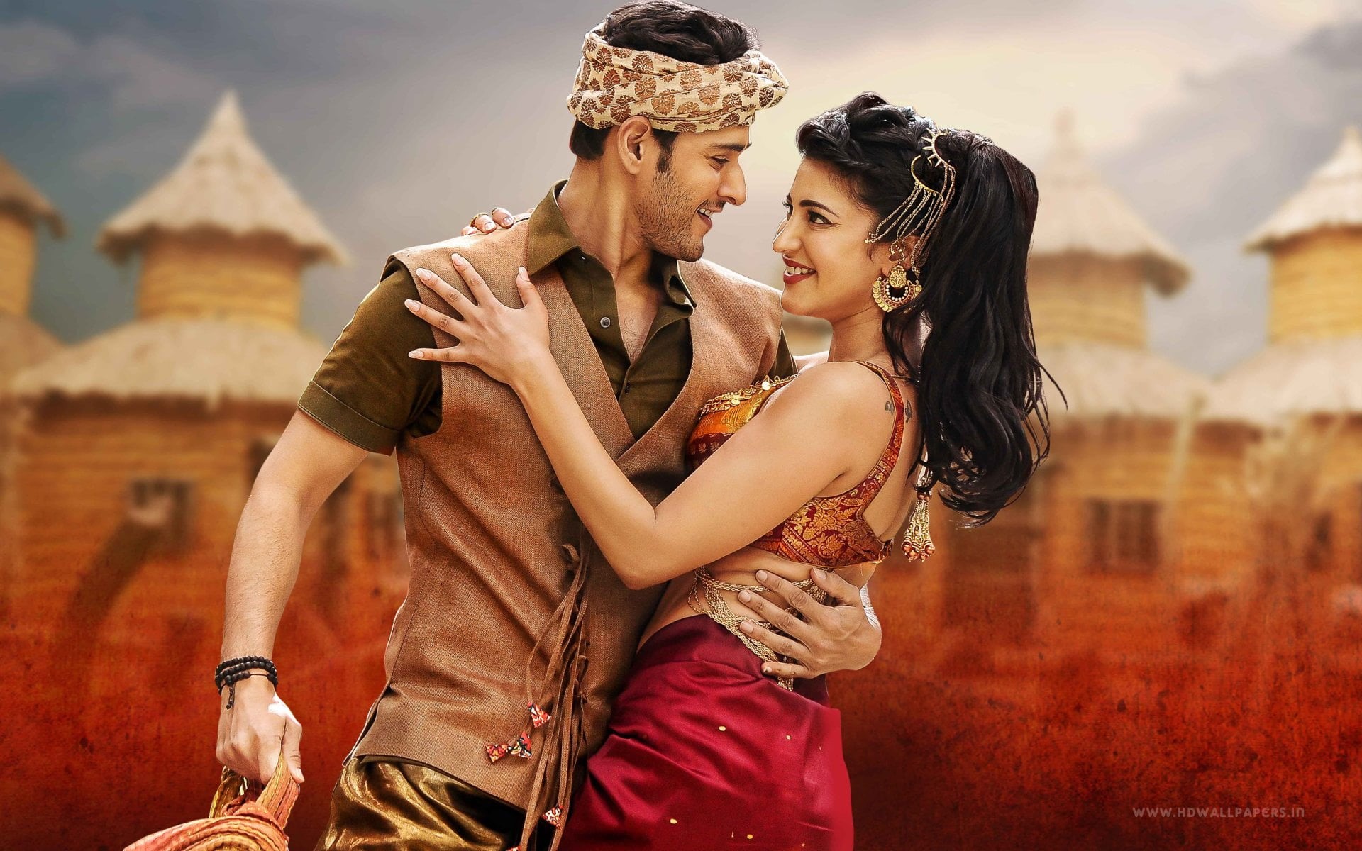 young adult, hairstyle, architecture, positive emotion, togetherness, Movie, men, young couple, love, outdoors, young men, Srimanthudu, fashion, Shruti Haasan, HD Wallpaper