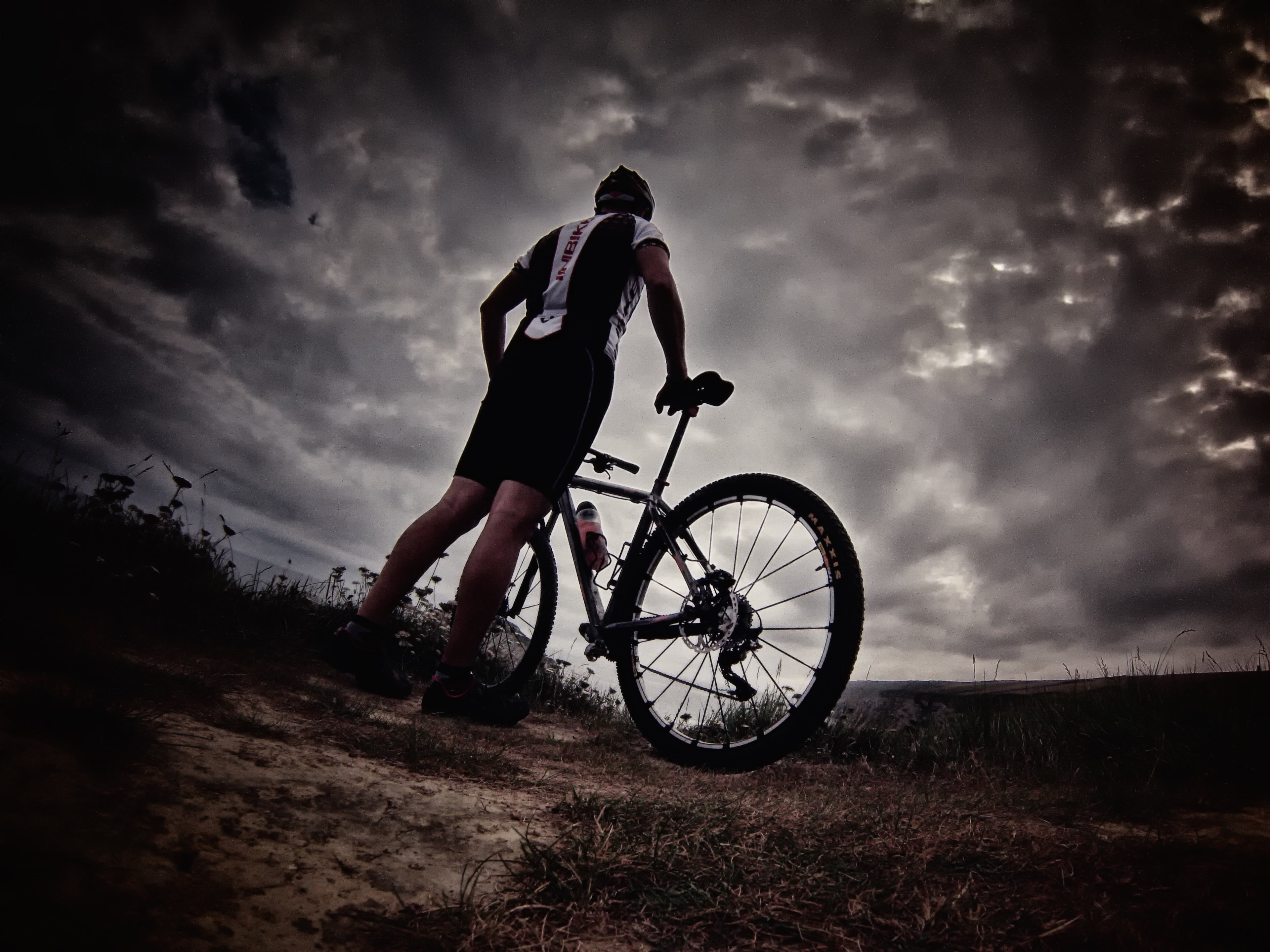 bike, storm, Gopro, fondo, photo, sky, outdoors, exercising, distortion, pov, santander, mtb, weekend, 4K, cantabria, nature, contrast, sport, cycling, HD Wallpaper