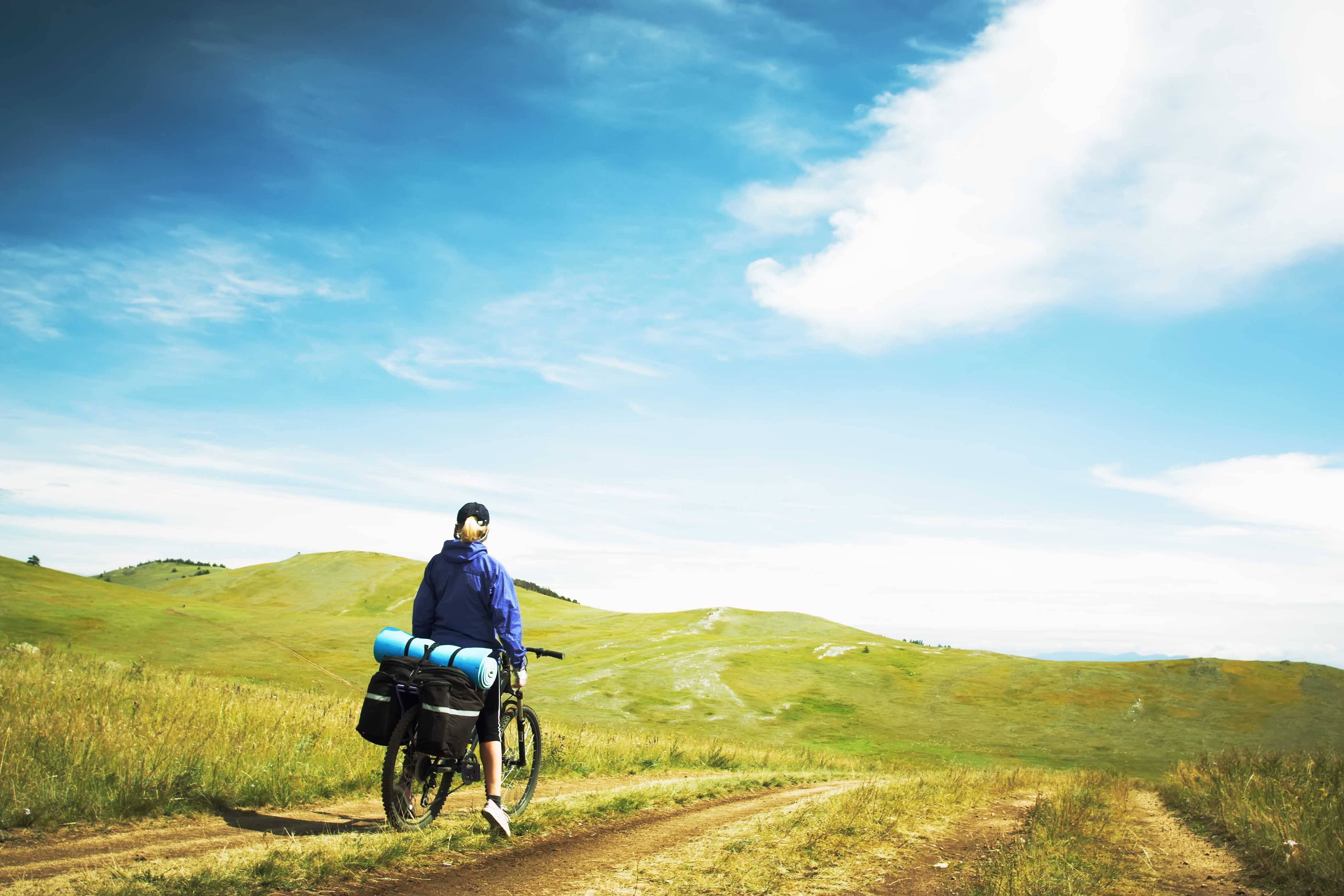 speed, person, women, sunlight, females, mountains, people Traveling, full length, 4K, recreational Pursuit, people, healthy Lifestyle, cycle, girl, mountain, HD Wallpaper