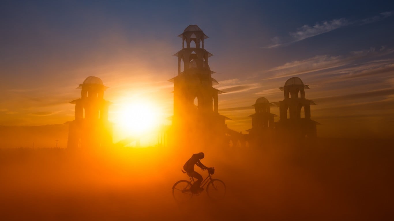 sun, 720P, mist, activity, building exterior, sunlight, outdoors, travel, sky, built structure, no people, silhouette, architecture, land vehicle, sunset, HD Wallpaper
