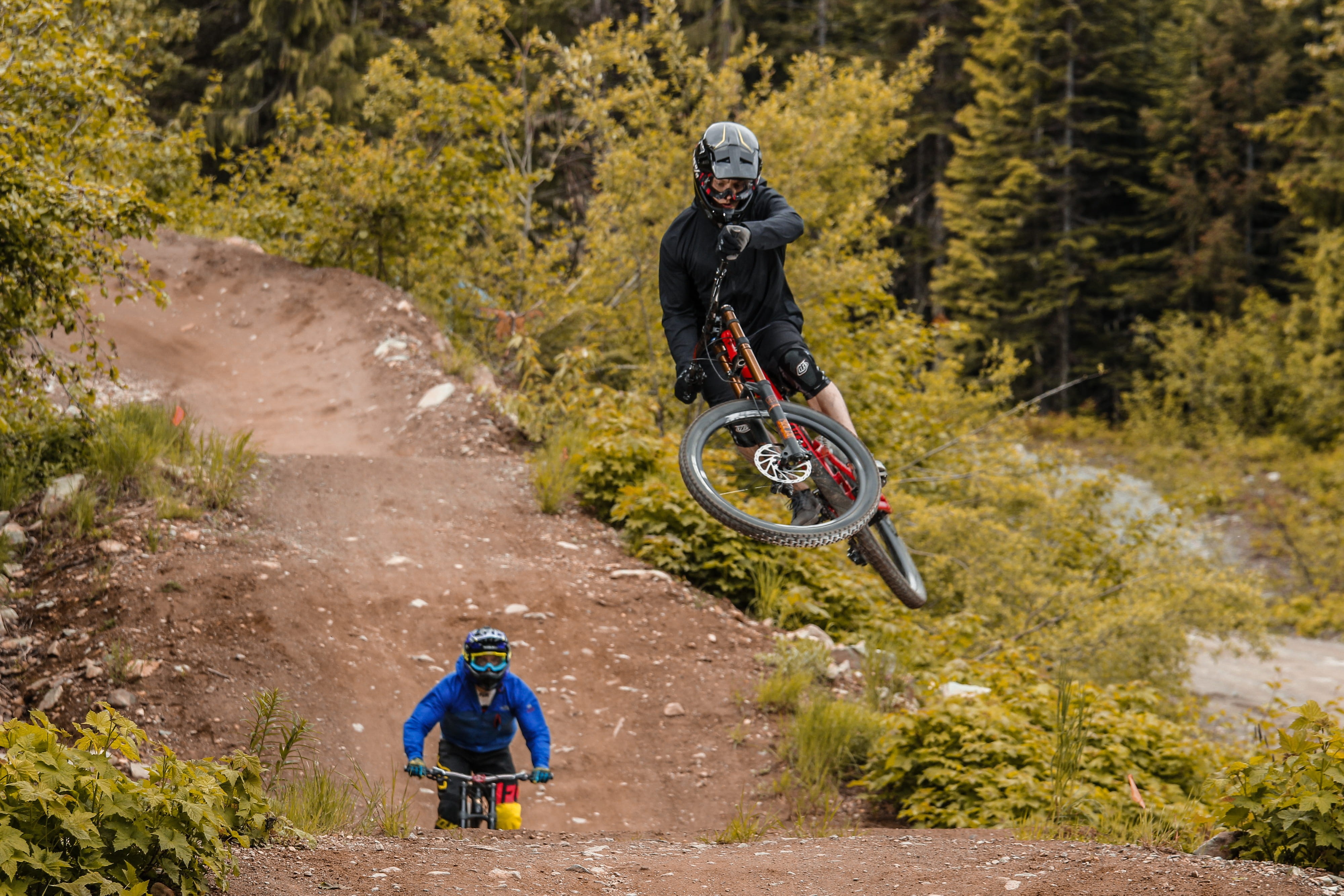 nature, crash helmet, cyclist, suspension, A-Line, people, cycle, sports Helmet, ride, extreme, adult, transportation, tree, cycling, team, one man only, HD Wallpaper