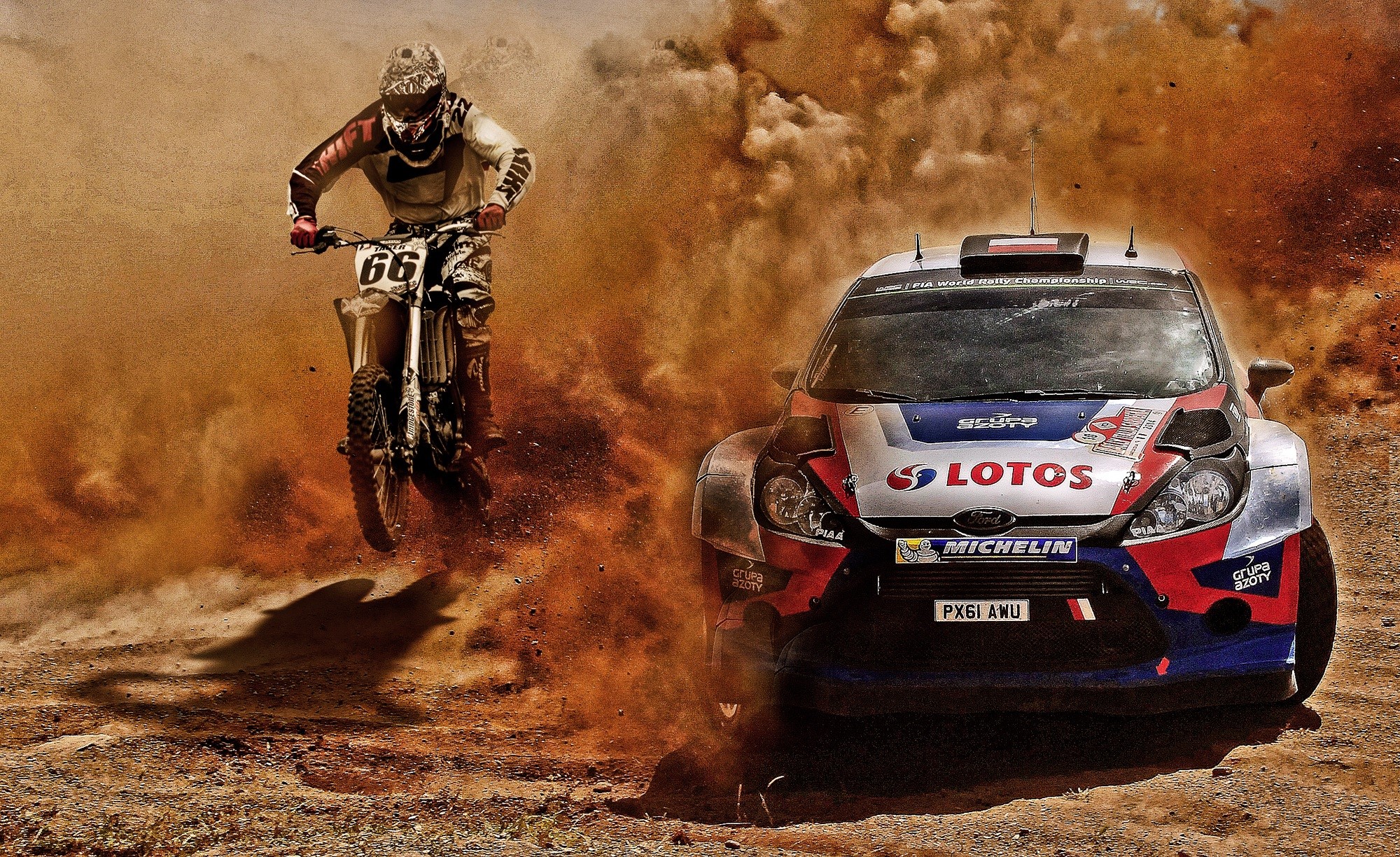 1080P, chase, rescue, blue, wheels, racing, day, cycle, machine, riding, exhaust, competition, communication, smoke - physical structure, red, helmet, HD Wallpaper