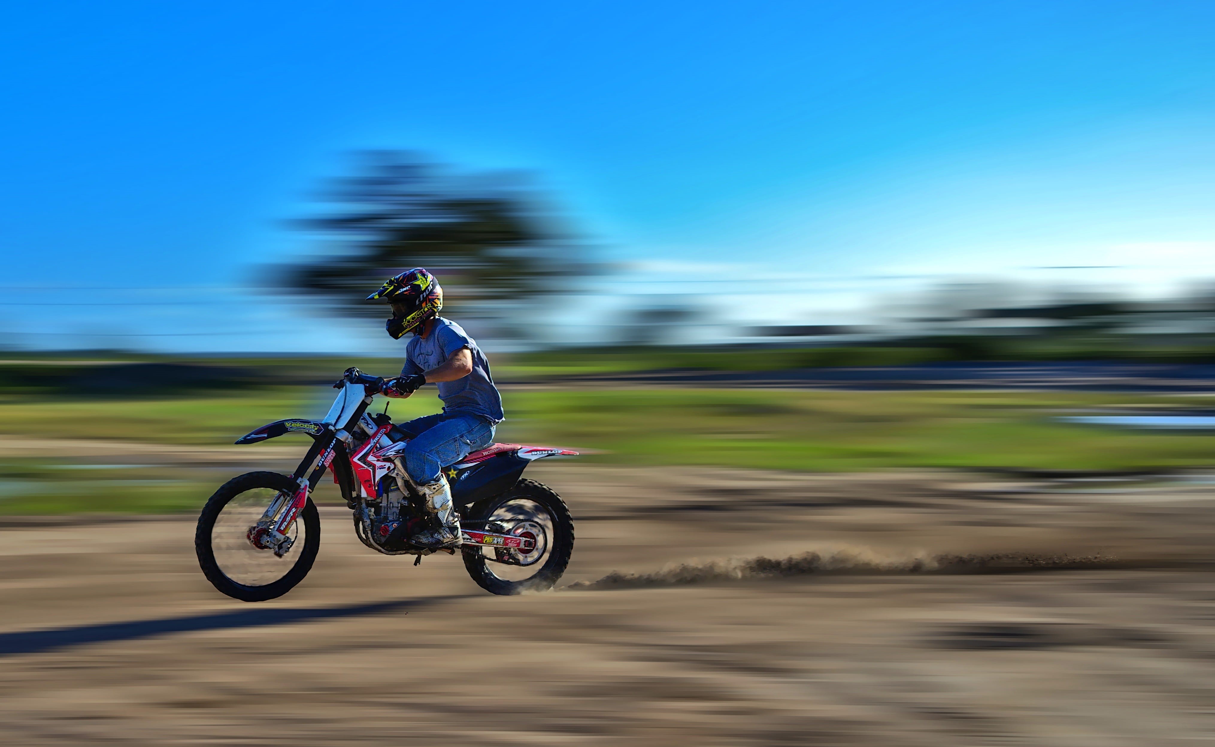 on the move, photography, panning, motocross, ride, land vehicle, outdoors, sports helmet, riding, wide angle sport, transportation, skill, power, crash helmet, HD Wallpaper