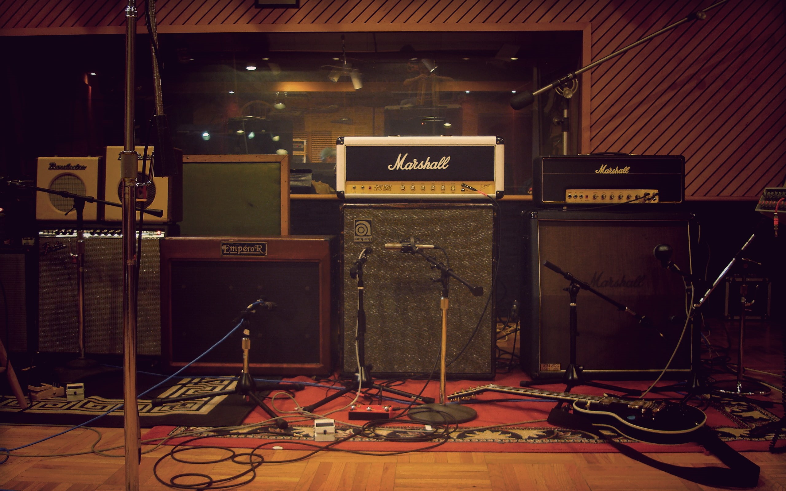 hd, Music, band, instruments, 2K, practice space, art, entertainment, studio, amps, without, HD Wallpaper