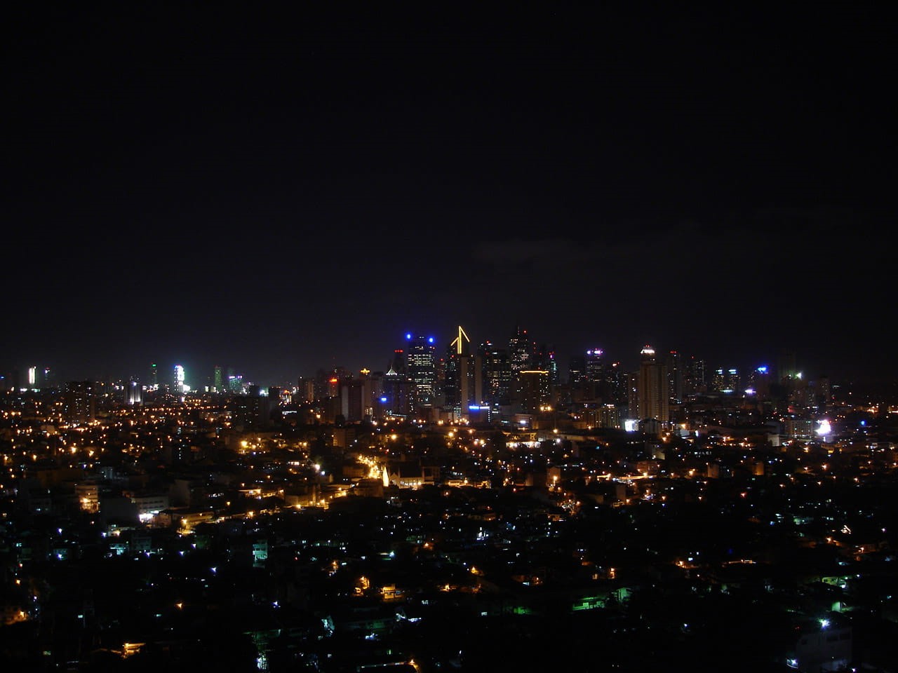 makati skyline, at night, city, urban Skyline, Skyline, lights, 720P, architecture, manila, nightlife, photos, building exterior, building, travel destinations, HD Wallpaper