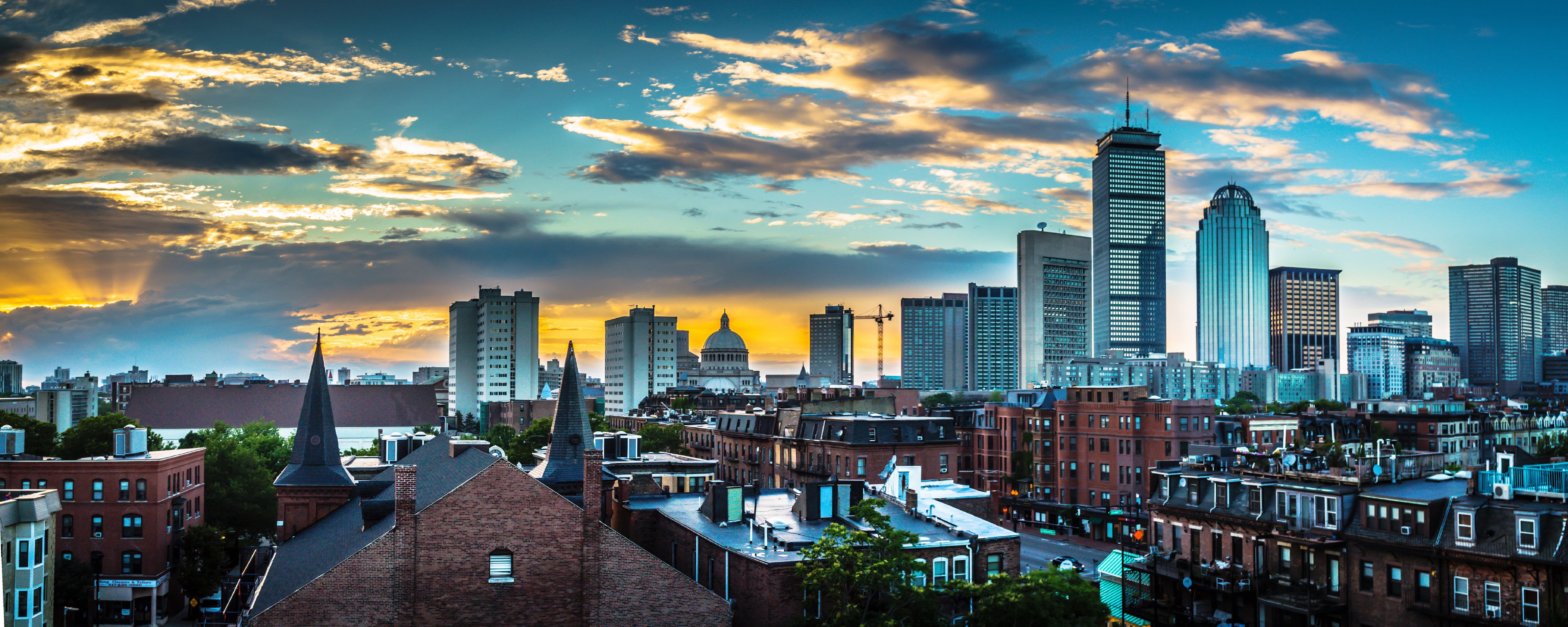 landscape, cloud - sky, office, building Exterior, aerial, skyline, city, modern, boston, built Structure, no people, massachusetts, architecture, clouds, HD Wallpaper