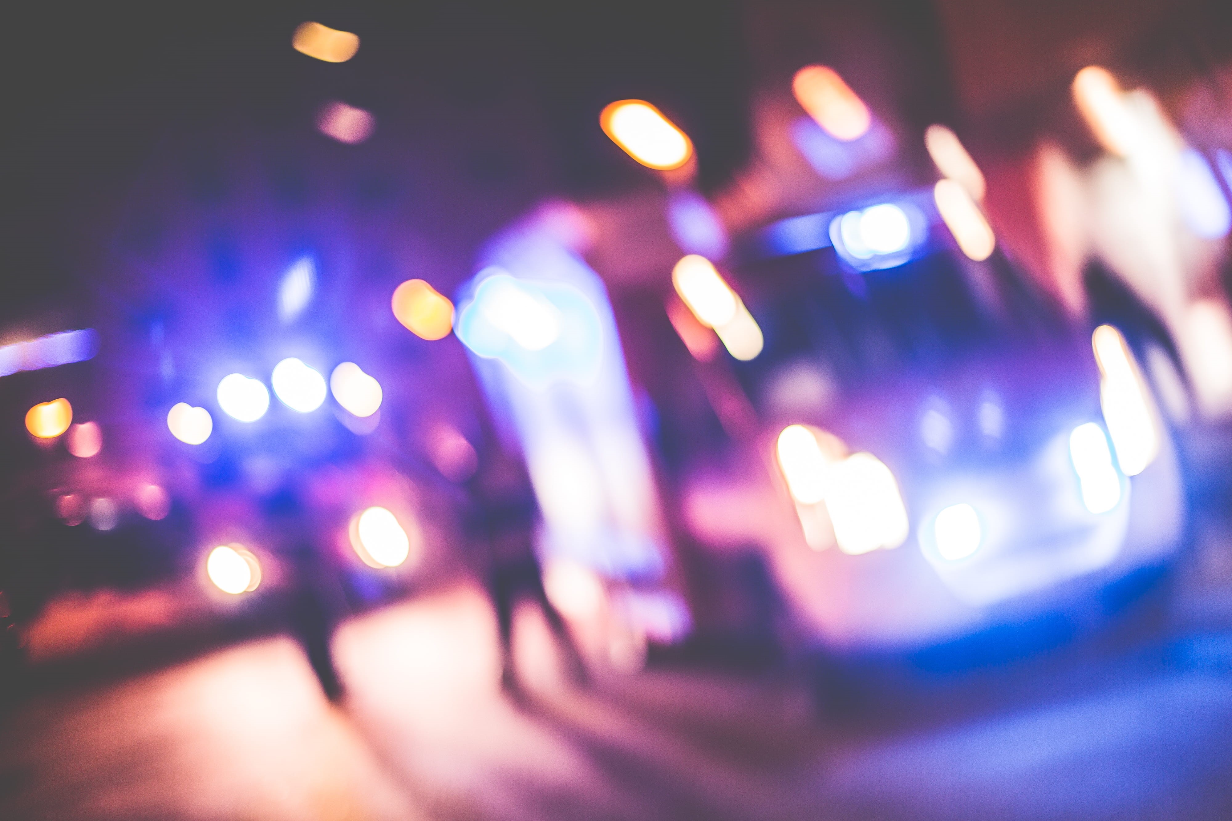 street Light, night, bokeh, dancing, purple, motor vehicle, traffic, rescue, illuminated, spotted, light - natural phenomenon, 4K, indoors, transportation, HD Wallpaper