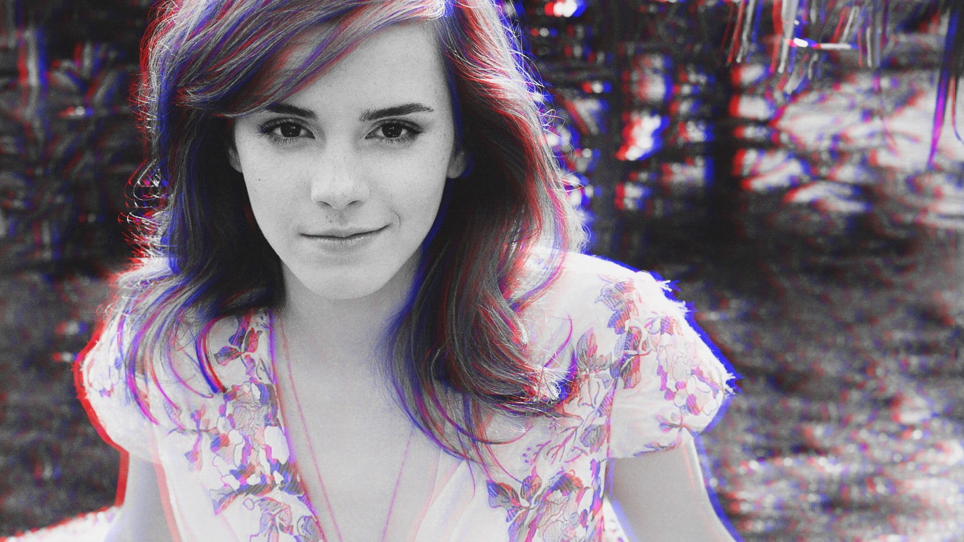 emma, hairstyle, contemplation, headshot, actress, long hair, portrait, young adult, beautiful woman, casual clothing, teenager, 1080P, anaglyph 3D, beauty, HD Wallpaper