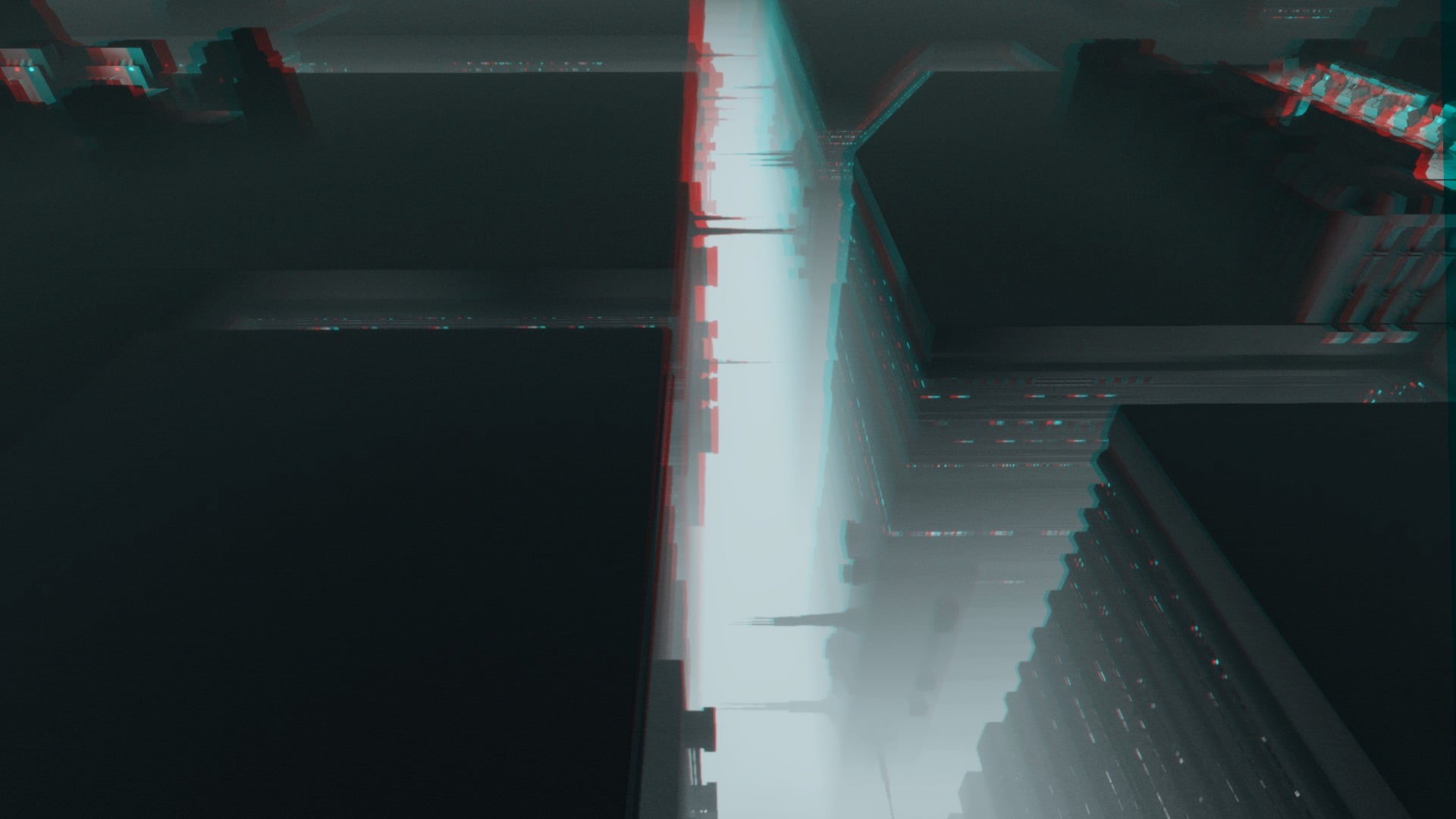 day, 3D, 1080P, flooring, high, cityscape, transportation, swimming pool, buildings, high angle view, city, illuminated, reflection, anaglyph 3D, HD Wallpaper