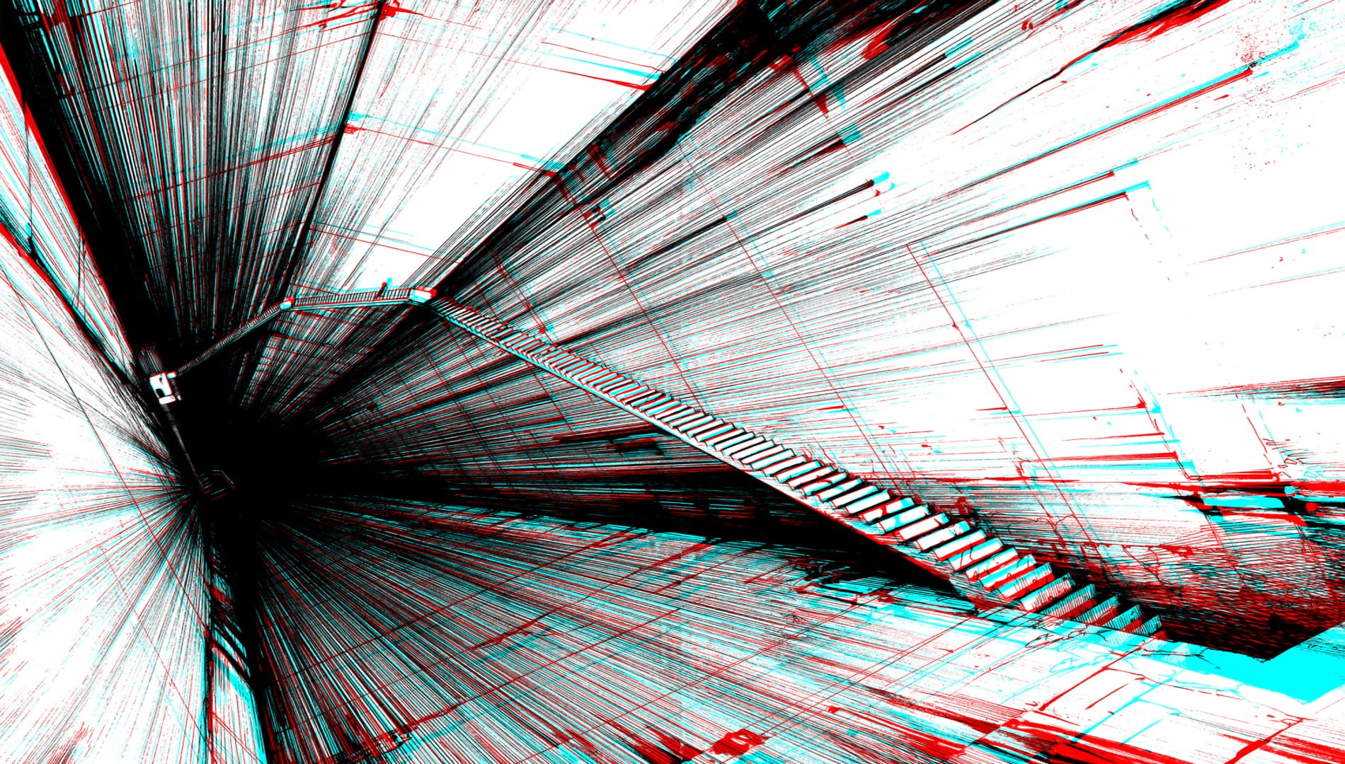 stairs, anaglyph 3D, 720P, hallway, HD Wallpaper