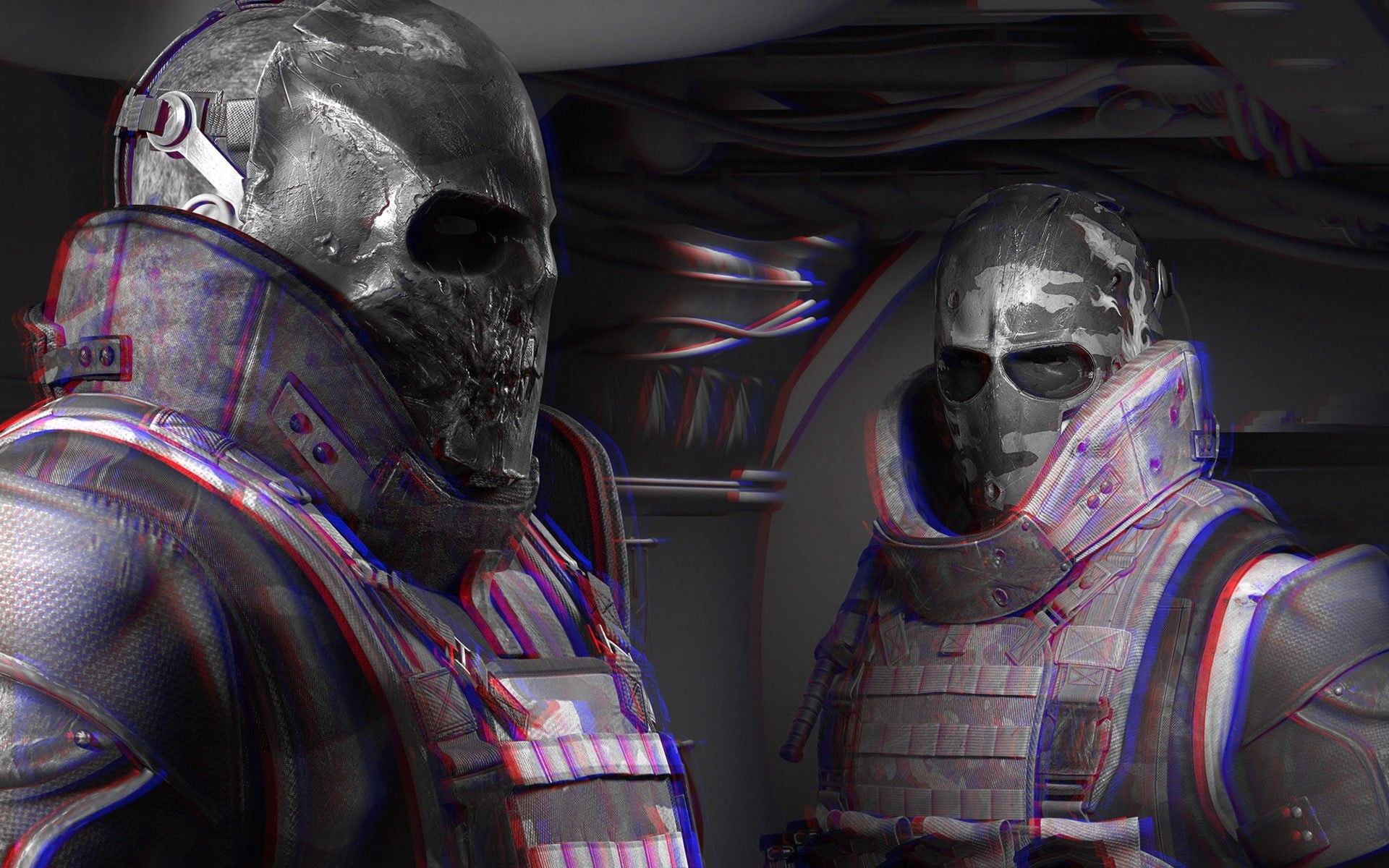 close-up, digital, human representation, g, indoors, 1080P, representation, security, Army of Two, protection, helmet, mask - disguise, disguise, safety, HD Wallpaper