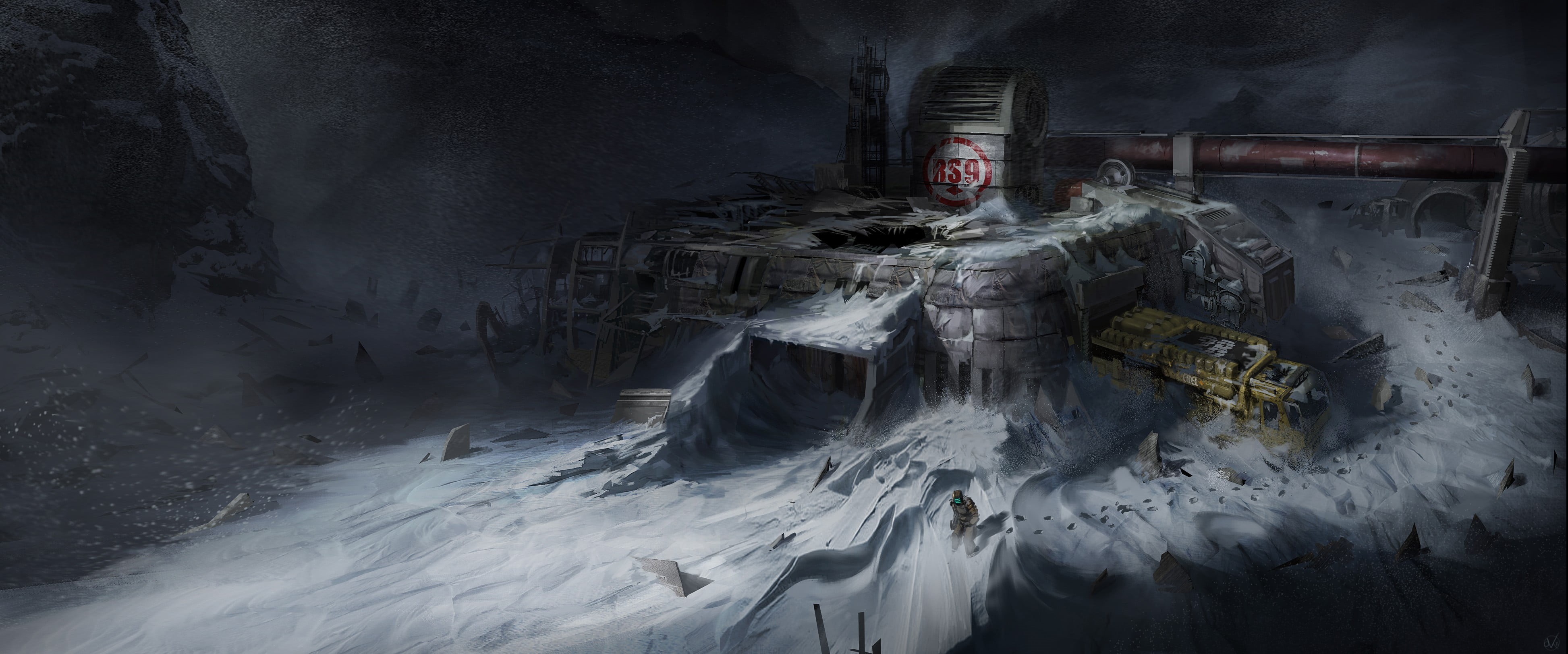 transportation, 4K, ice, flowing water, factory, cave, Dead Space 3, video games, photo, architecture, cold temperature, snow, abandoned, Dead Space, motion, HD Wallpaper