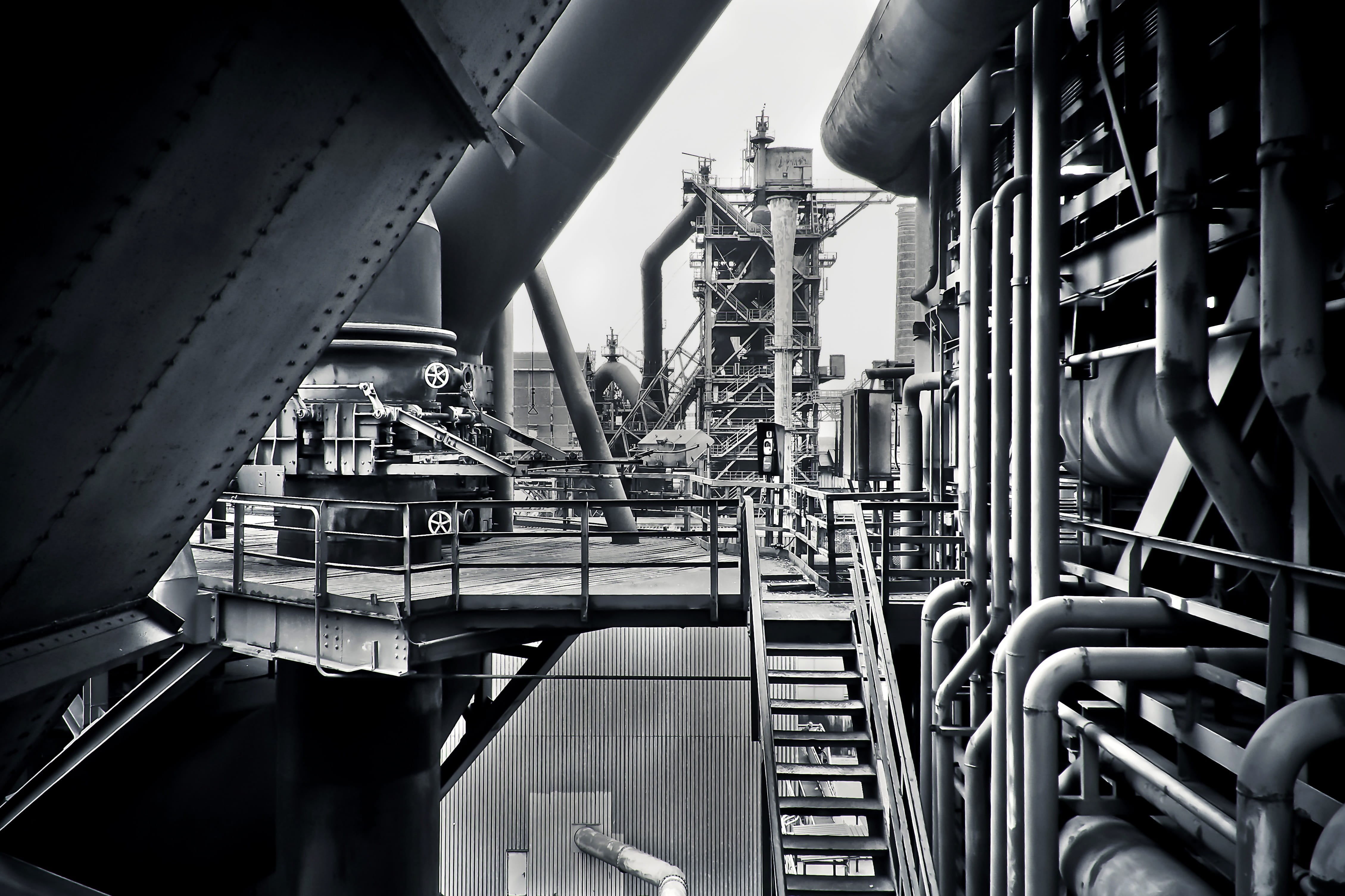 industrial plant, industrial equipment, machine part, north landscape park, landscape park, monument, decay, lines, past, mode of transportation, pipe - tube, HD Wallpaper