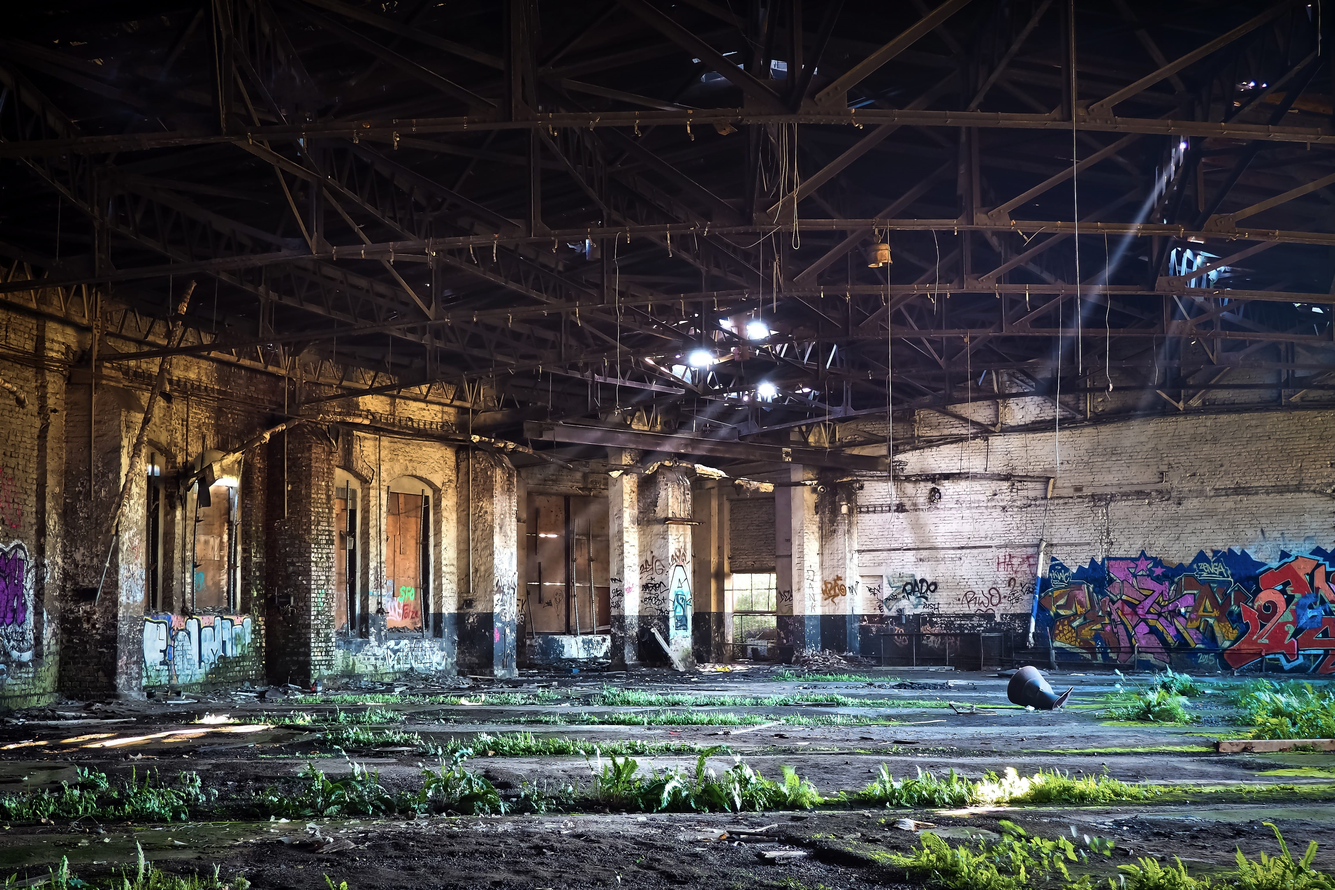factory building, sunlight, train, ruin, old building, break up, messy, hall, ruined, day, dilapidated, no people, lapsed, window, decay, stainless, factory, HD Wallpaper
