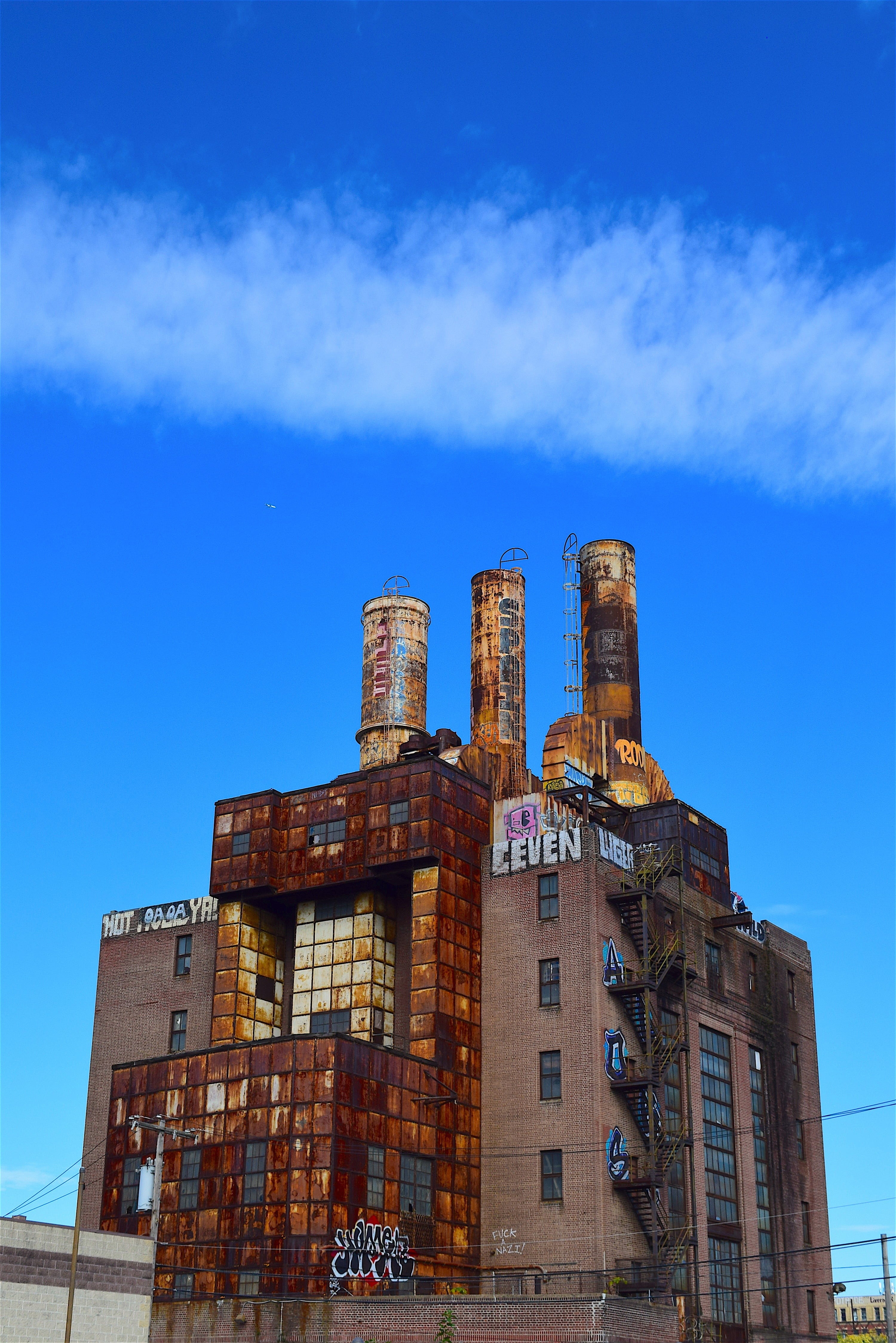 dirty, broken, low angle view, rough, texture, smoke stack, business, rundown, cloud - sky, built structure, tower, storage tank, damaged, outdoors, 4K, Phone HD Wallpaper