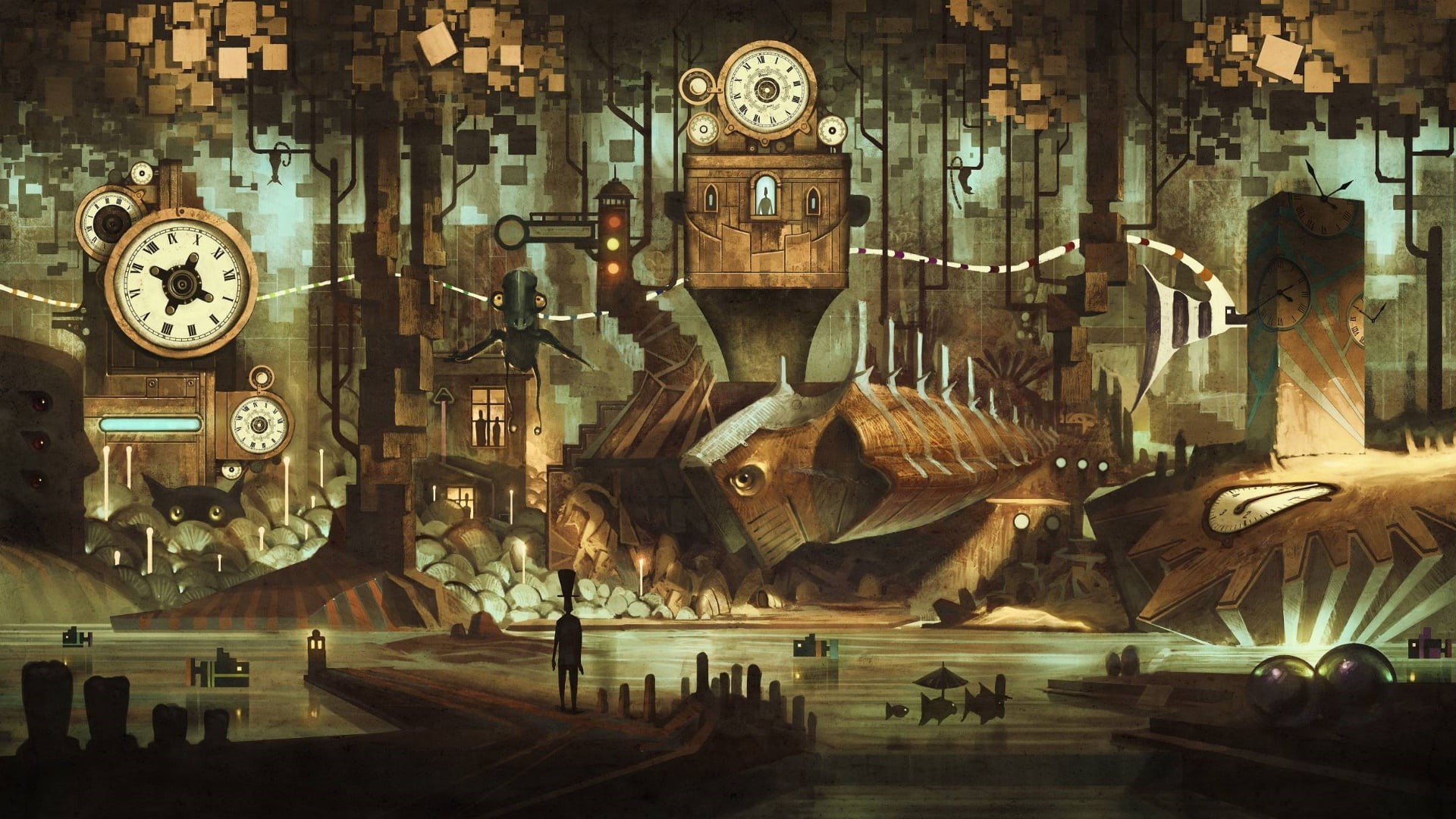 human representation, instrument of time, steampunk, creativity, industry, 1080P, religion, representation, indoors, no people, art and craft, composite image, HD Wallpaper