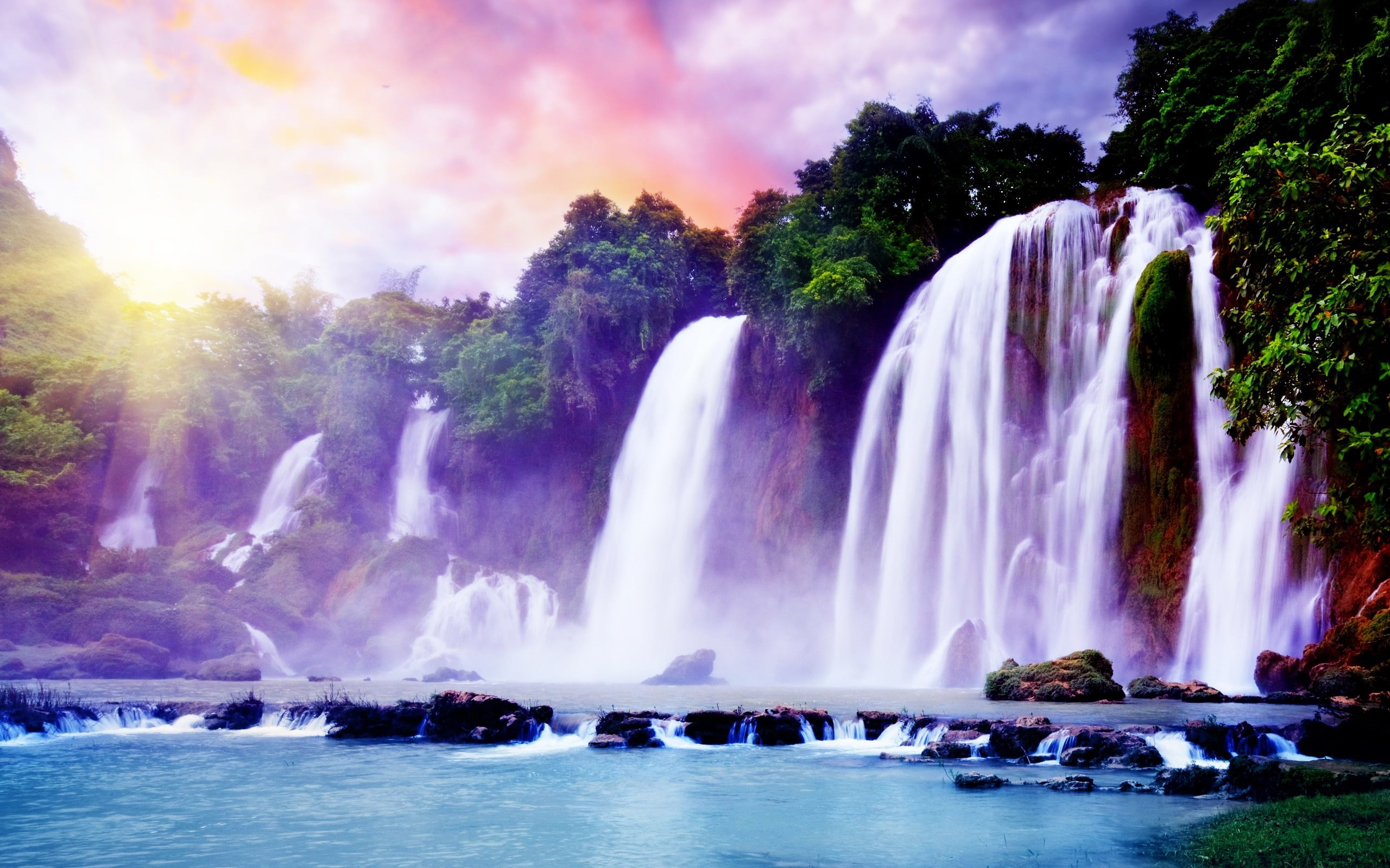  2K, image, waterfalls, water, background, purple, superb, landscape, waterfall, pics, HD Wallpaper