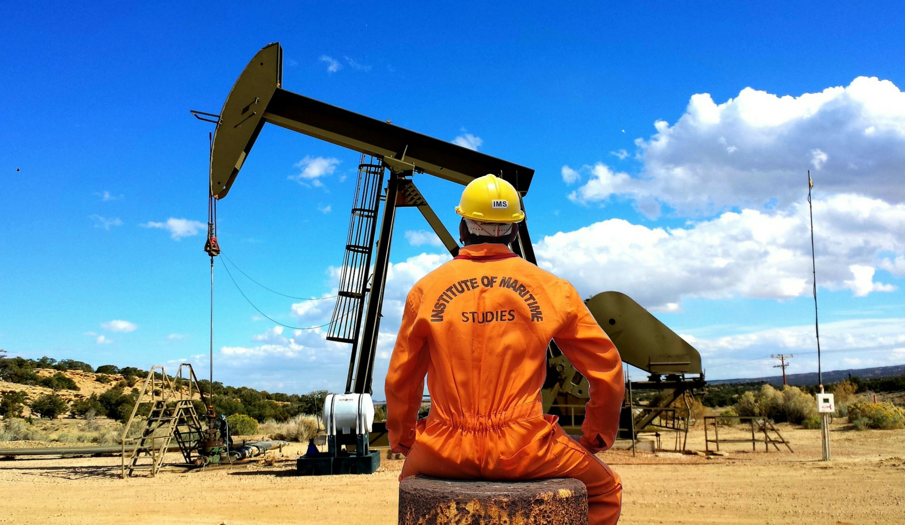 machinery, worker, rear view, equipment, profession, outdoors, drill, extraction, nature, production, field, oil pump, engineer, uniform, men, power, sky, HD Wallpaper