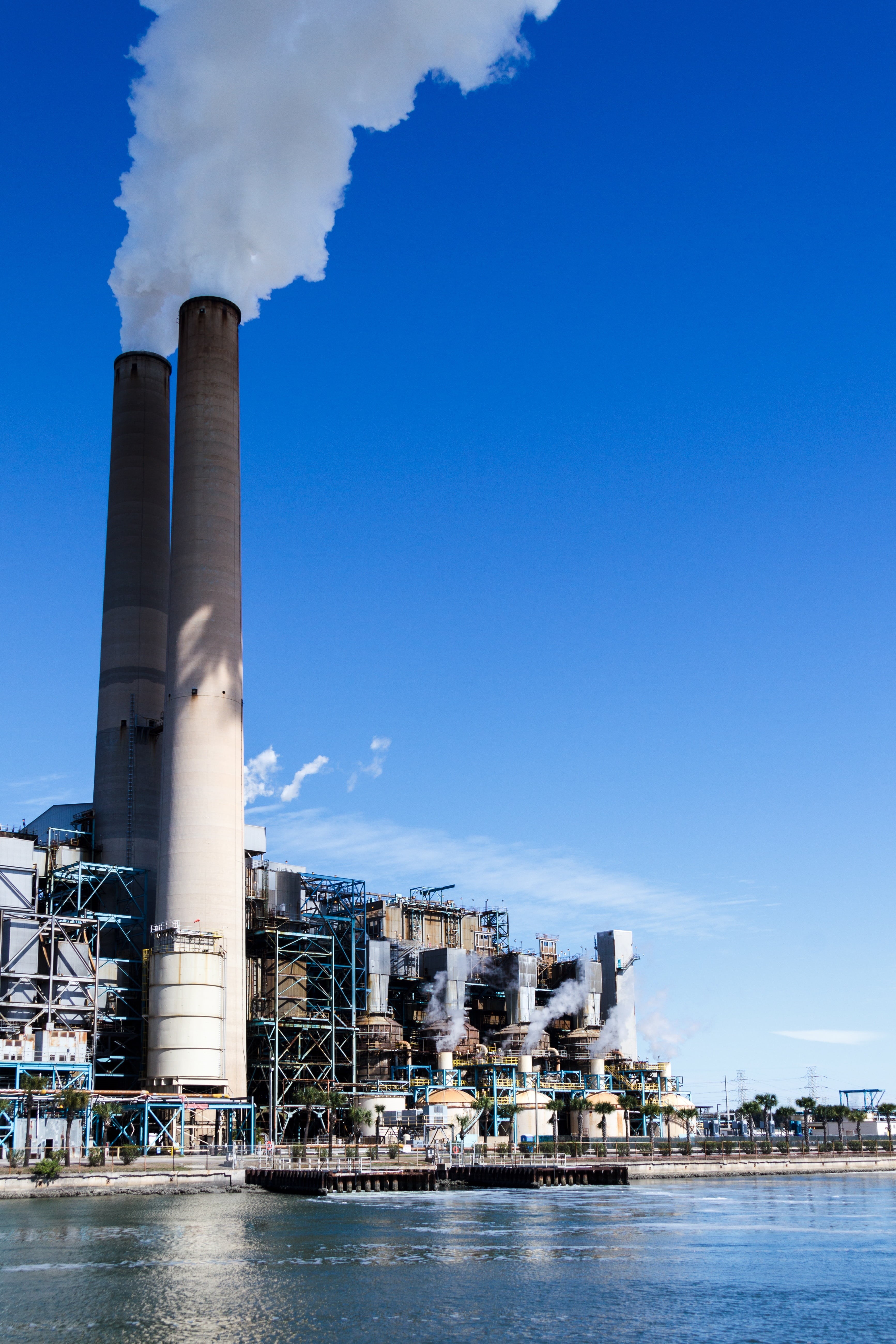 chimneys, city, chemical Plant, fossil Fuel, blue, towers, smoke Stack, electricity, global Warming, environment, business, industrial equipment, beside, Phone HD Wallpaper