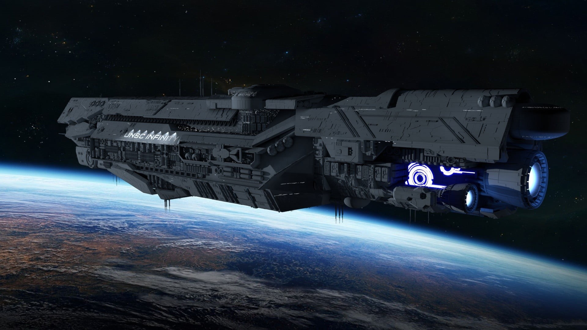violence, mode of transportation, gray, planet, render, Halo 4, security, night, Halo 5: Guardians, aggression, communication, illuminated, space, armed forces, HD Wallpaper