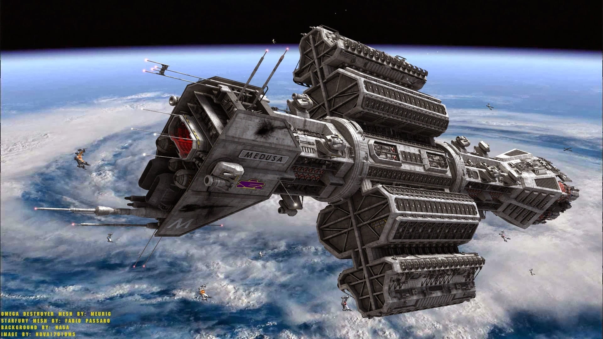 aerospace industry, Babylon 5, nature, air force, architecture, mode of transportation, transportation, sky, 1080P, outdoors, flying, day, digital composite, HD Wallpaper