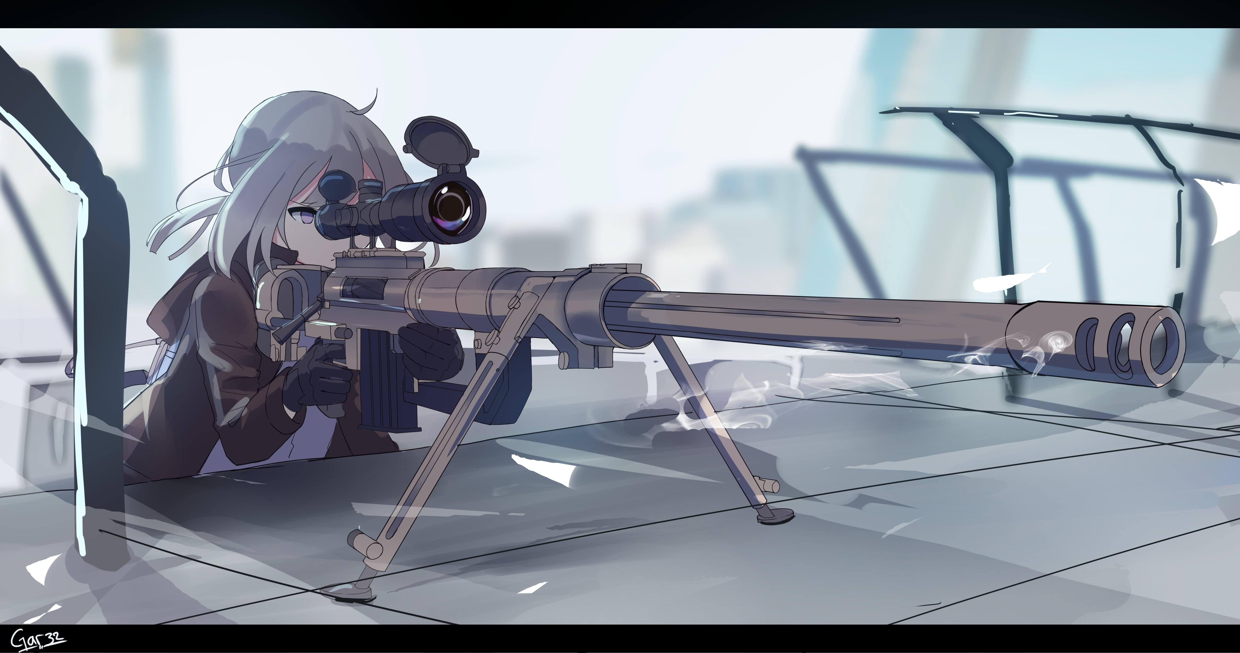 M200(Girls Frontline), CheyTac Intervention, M200, 4K, anime girls, Girls Frontline, sniper rifle, HD Wallpaper