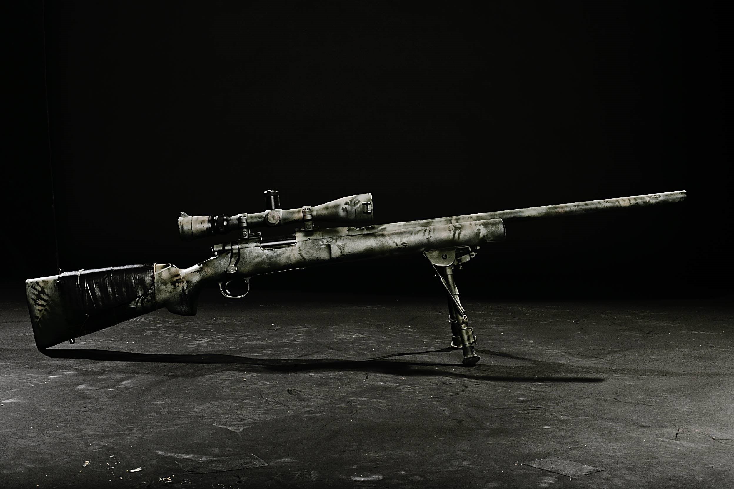 gray, scope, weapon, assault, indoors, black, gun, plane, no people, 1080P, the past, rifles, old, sniper, single object, Remington, security, wood - material, HD Wallpaper